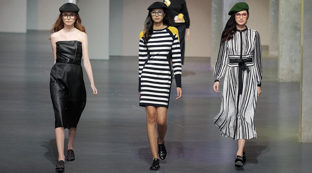The British brand commenced a European-inspired catwalk display taking a page from the effortlessly cool style of French girls—berets were the highlight of accessories, along with colored glasses that added a preppy flair.