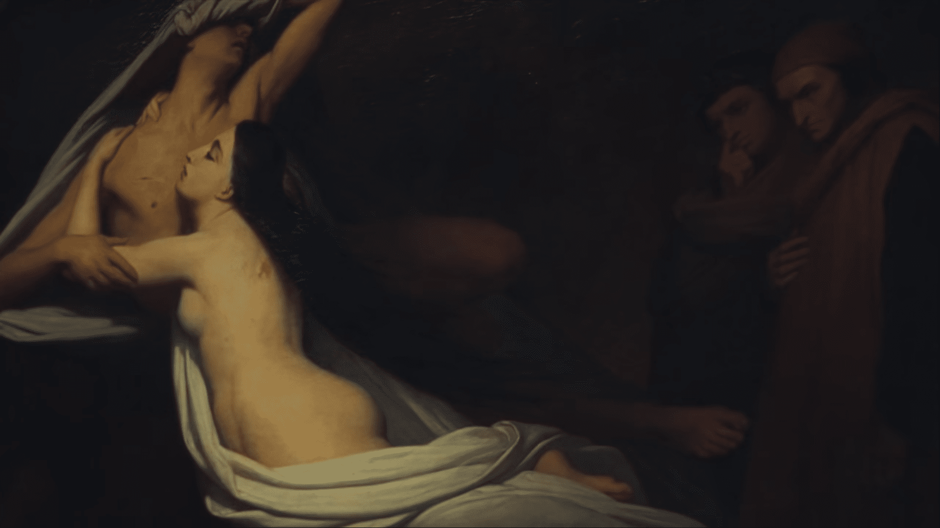 The Ghosts of Paolo and Francesca Appear to Dante and Virgil by Ary Scheffer in JAY-Z and Beyonce's APES**T Music Video