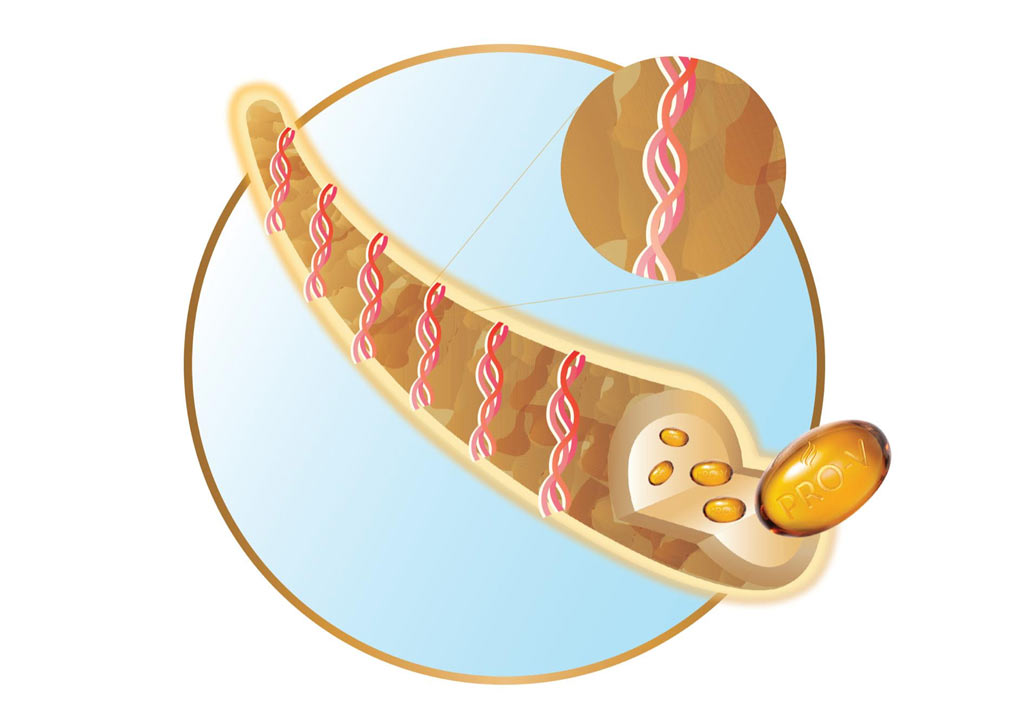 Creative illustration of how Pantene Collagen Miracle Conditioner strengthens the hair