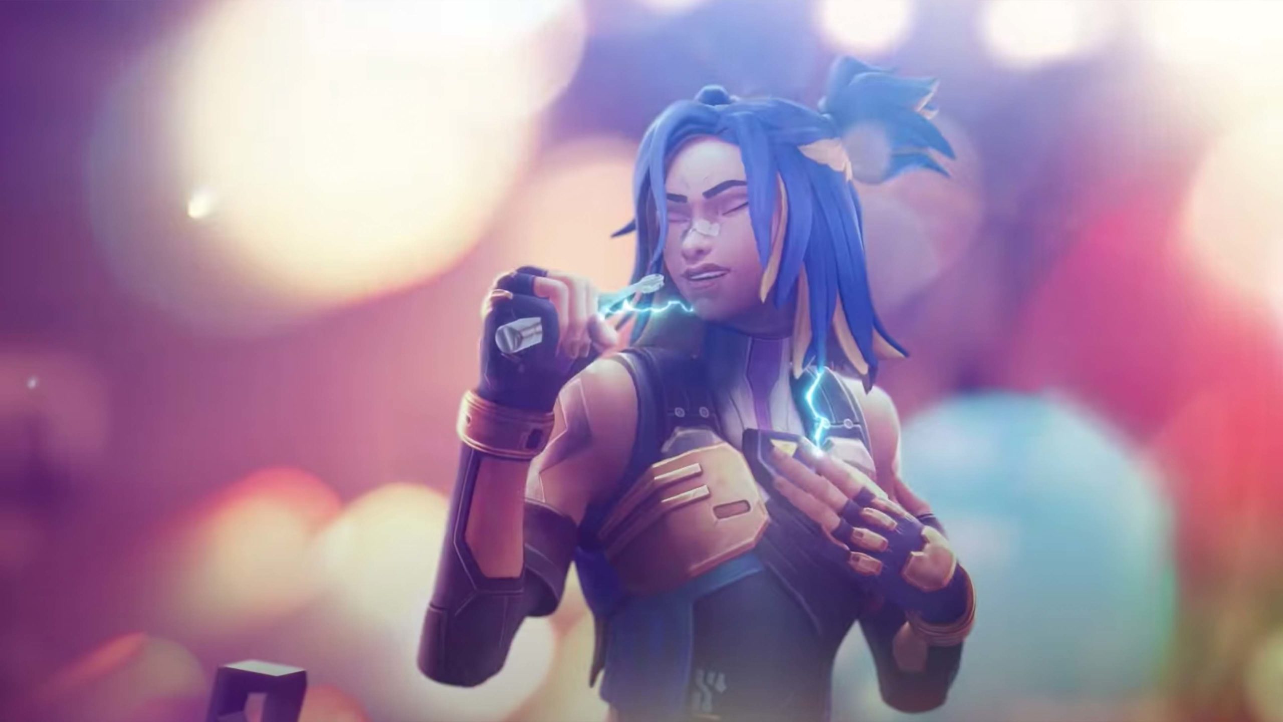VALORANT Agent Neon singing karaoke in the comforts of her room