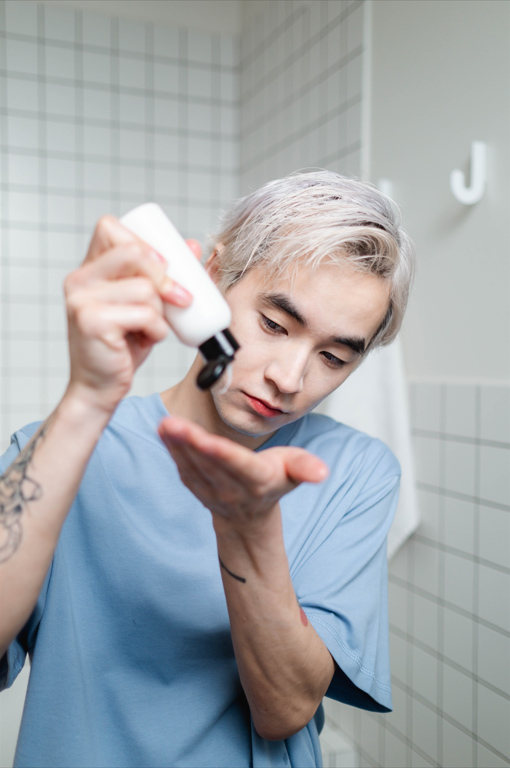 Man doing skincare