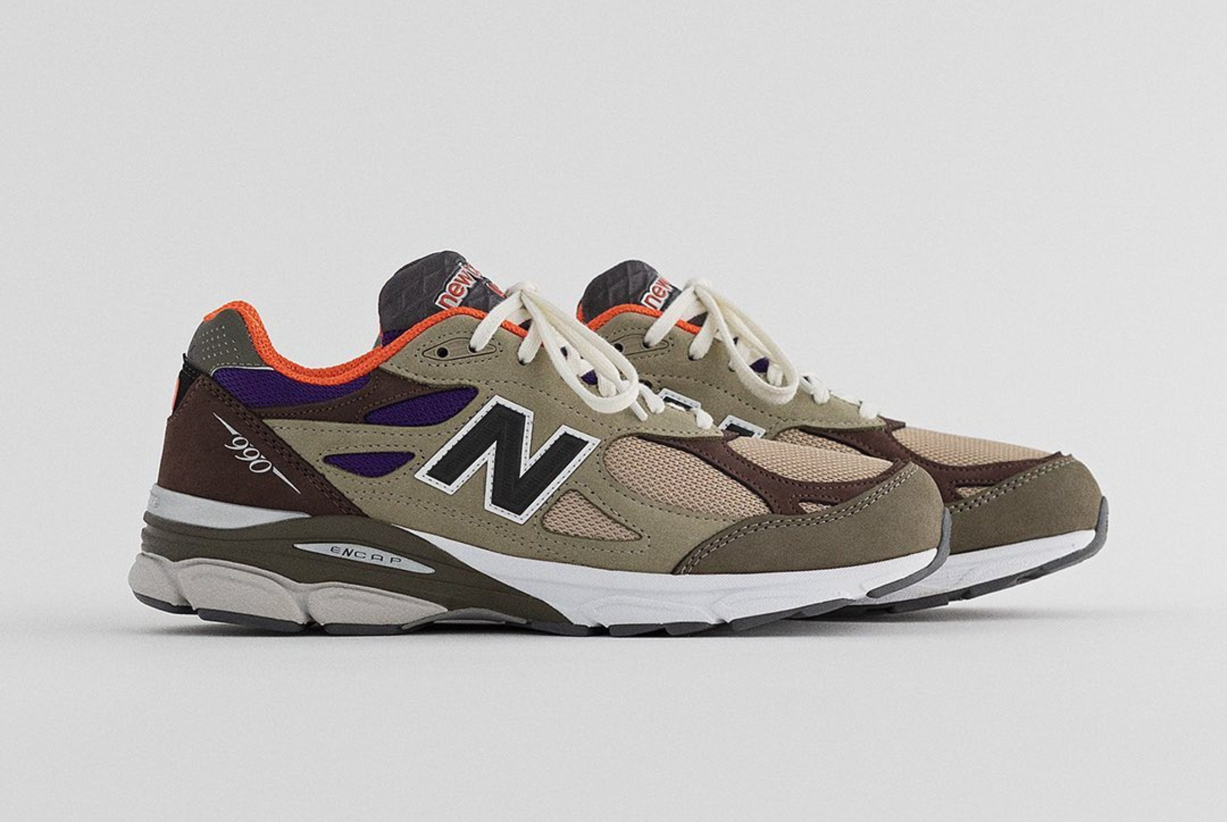 New Balance 990v3 MADE in USA Tan Blue Sneakers