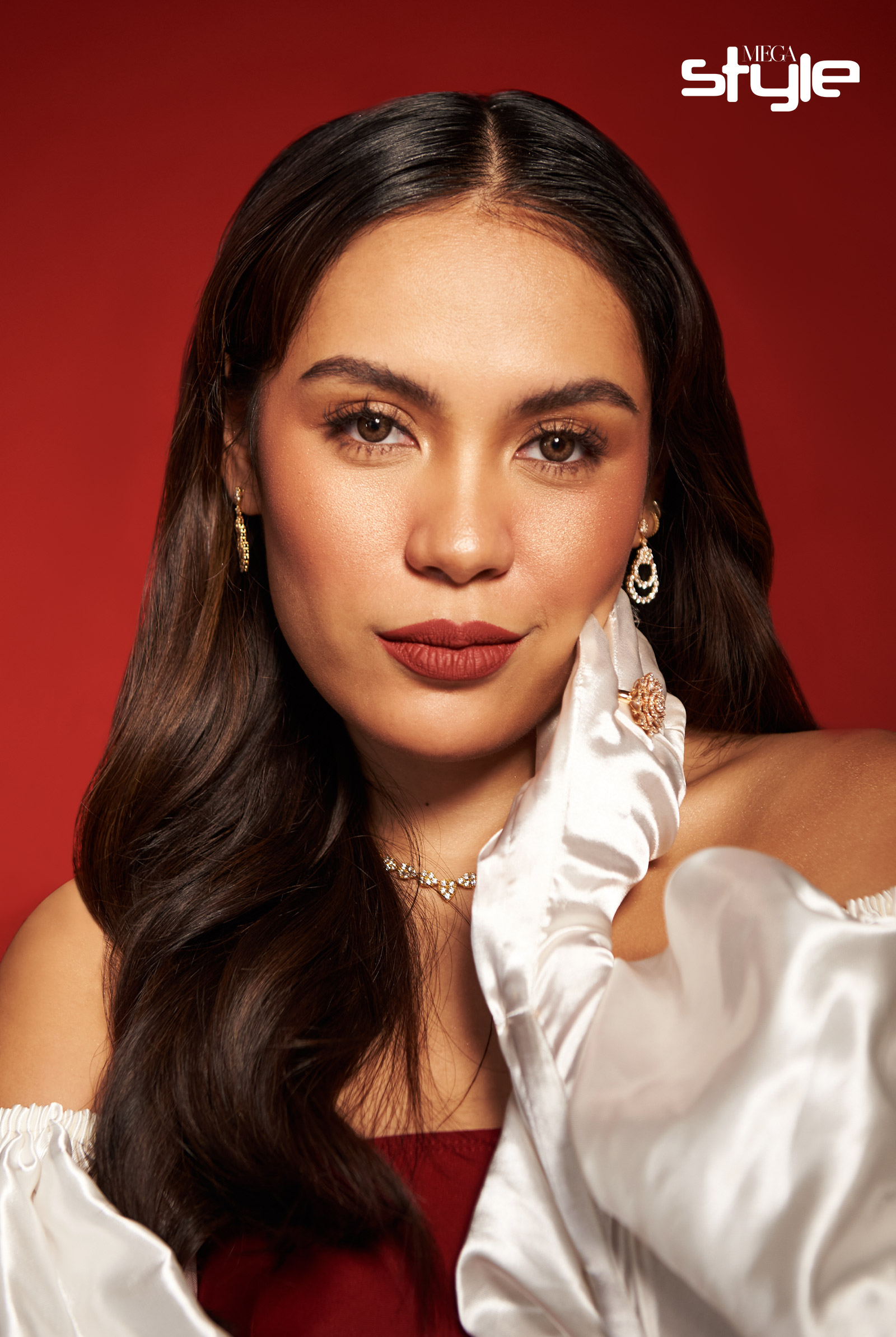 Rain Matienzo wearing YOU Beauty Rouge Power Lip in Alert