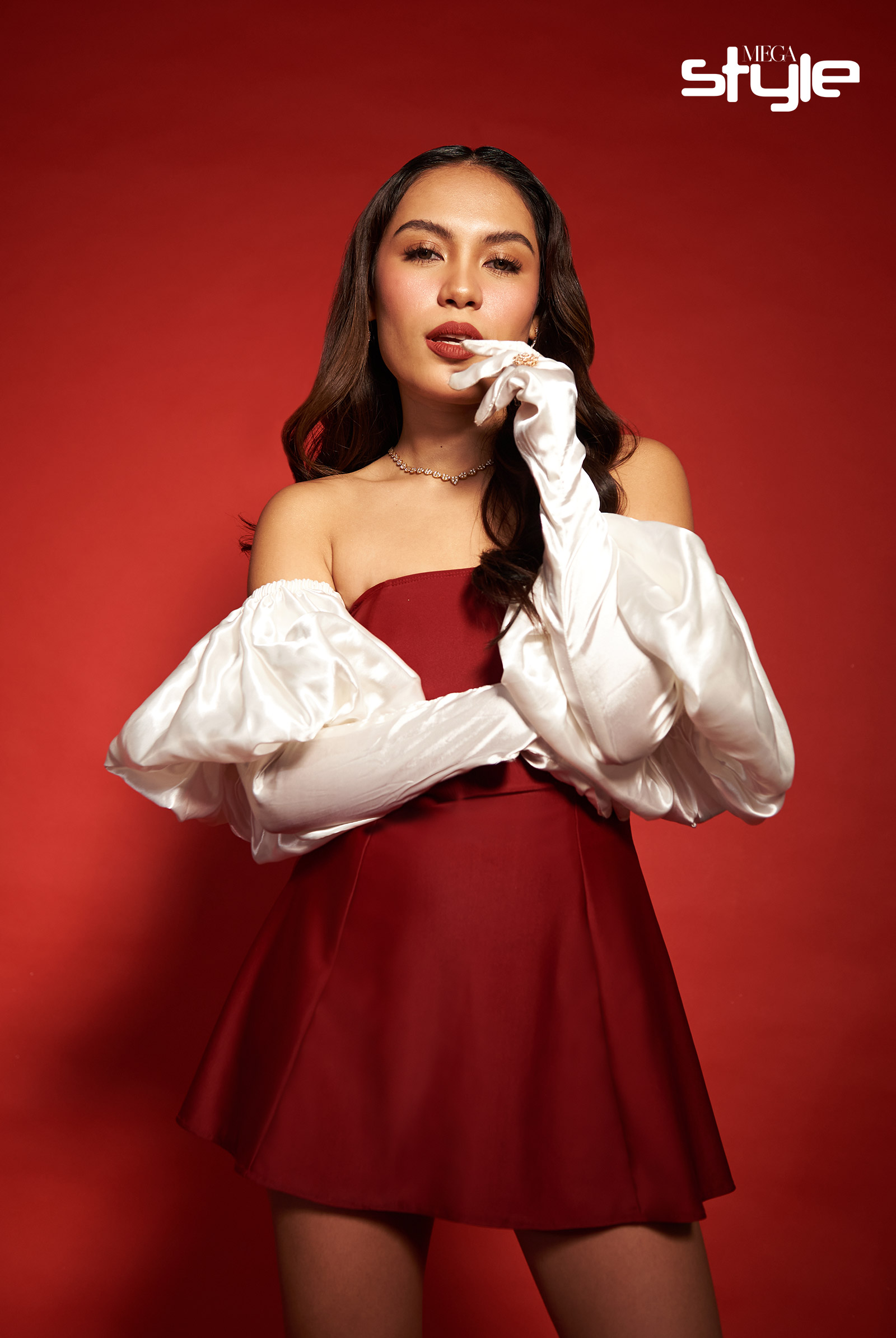 Rain Matienzo wearing YOU Beauty Rouge Power Lip in Alert