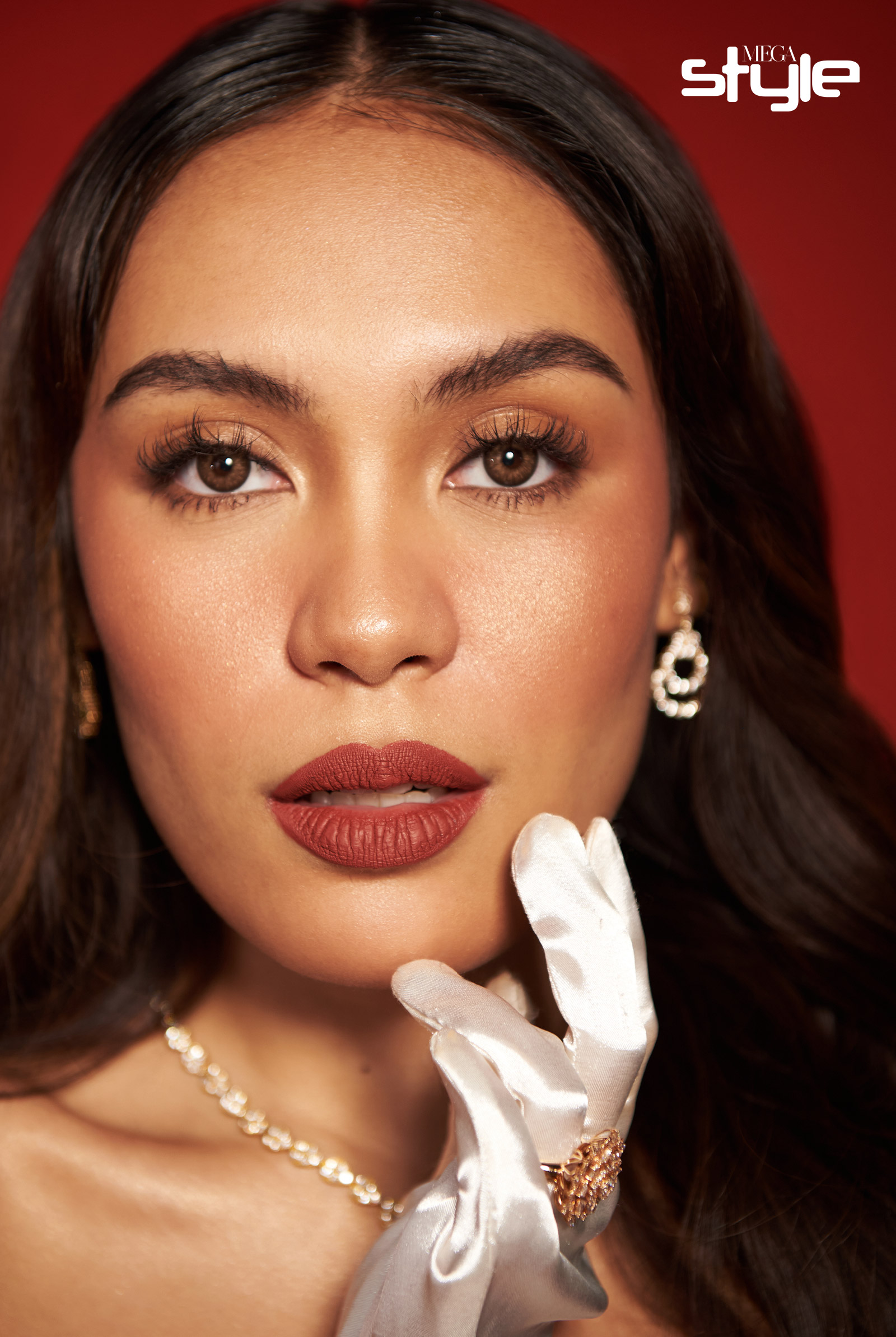 Rain Matienzo wearing YOU Beauty Rouge Power Lip in Alert