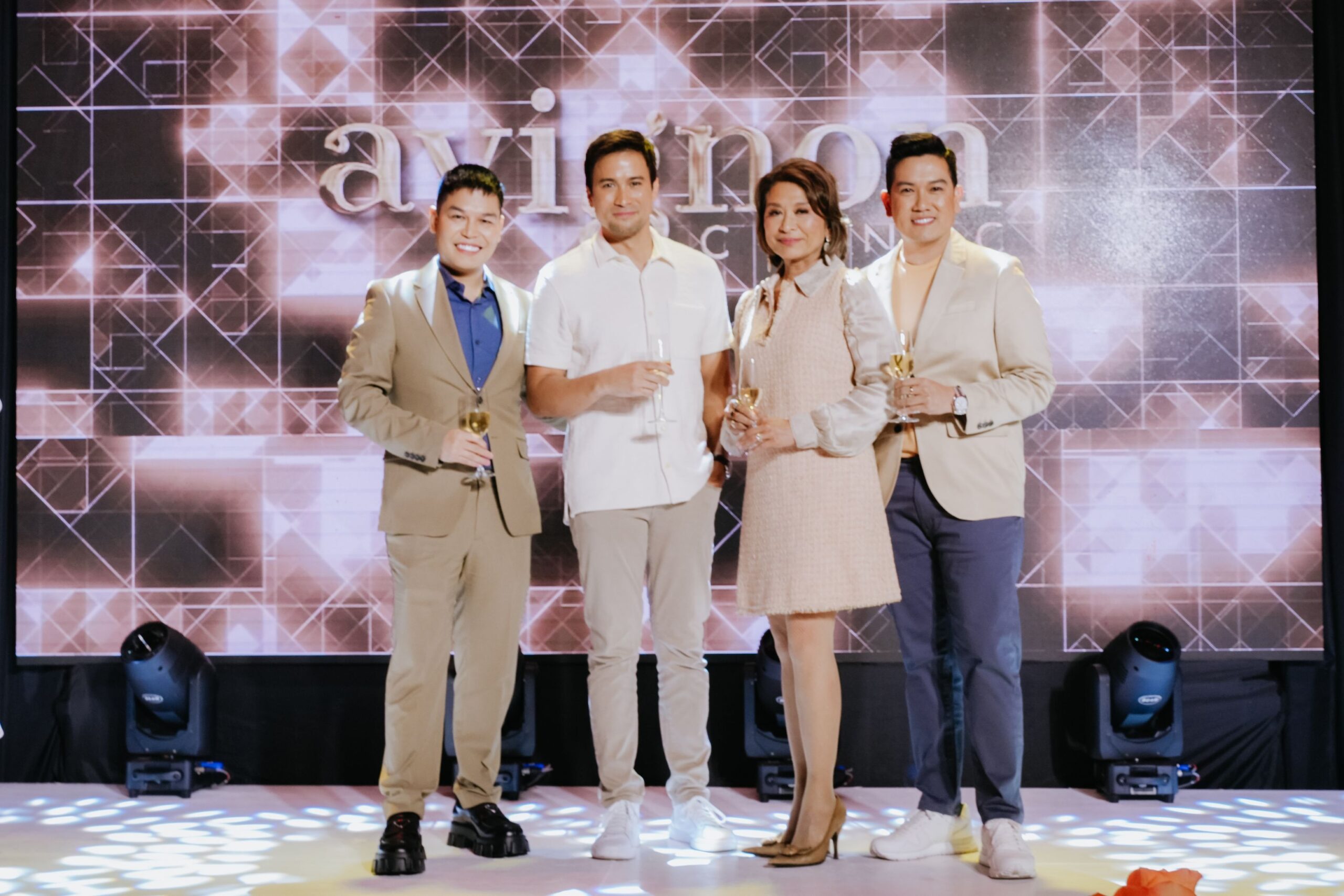 Avignon Clinic CEO and Founder Chris Cachuela, Avignon Clinic Brand Ambassadors Sam Milby and Ces Drillon, and Avignon Clinic President Benedict Sy