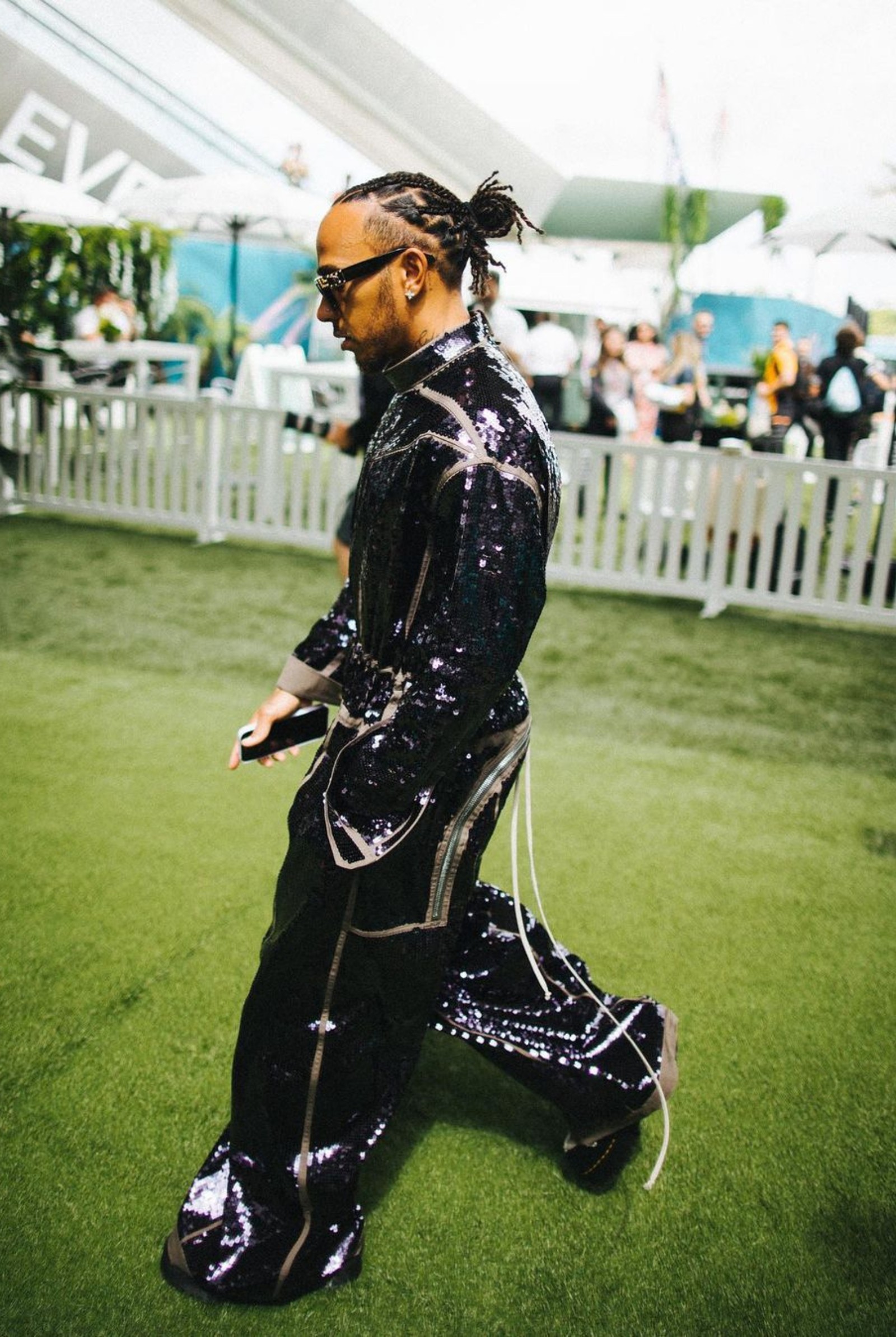 Lewis Hamilton wearing Rick Owens