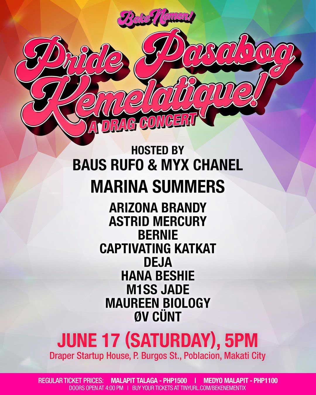 Pride Pasabog Kemelatique pride month events philippines