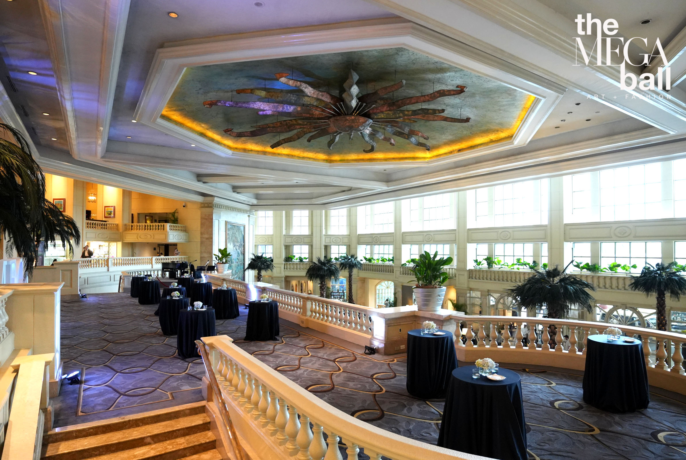 Napoleon Abueva's Sunburst ceiling sculpture at the Peninsula Manila