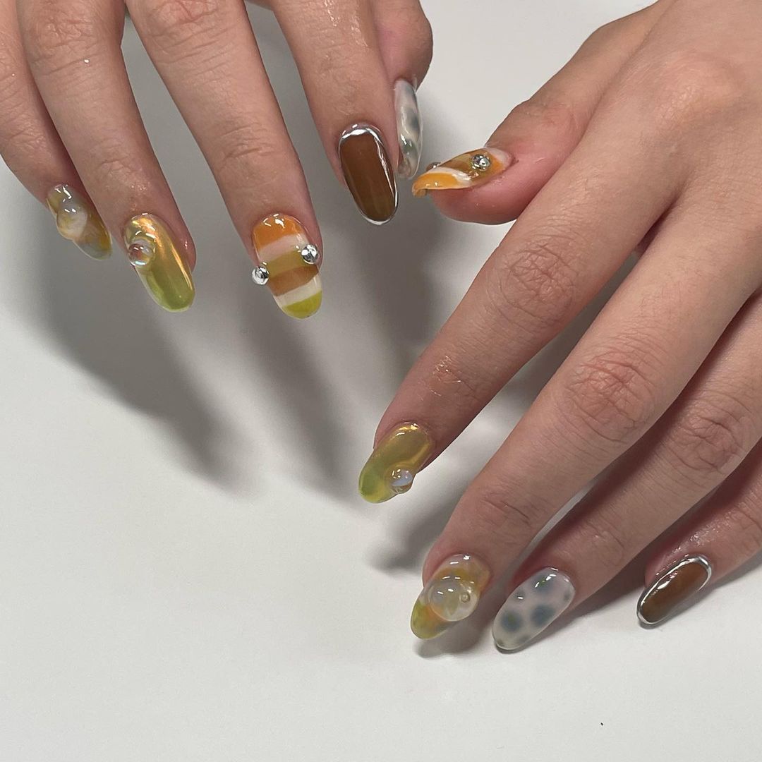 earth tones nail art