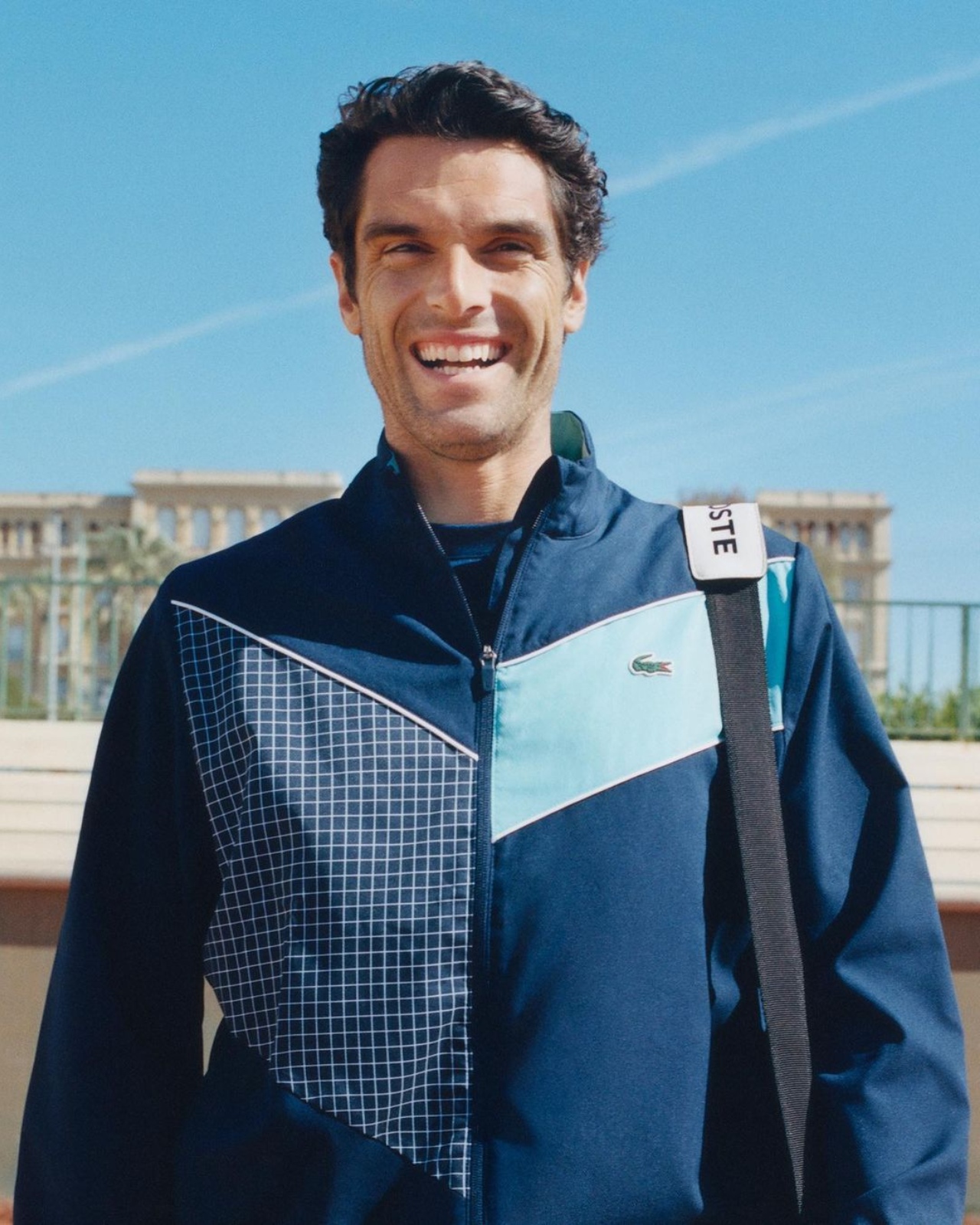 Pablo Andújar wearing a Lacoste tracksuit