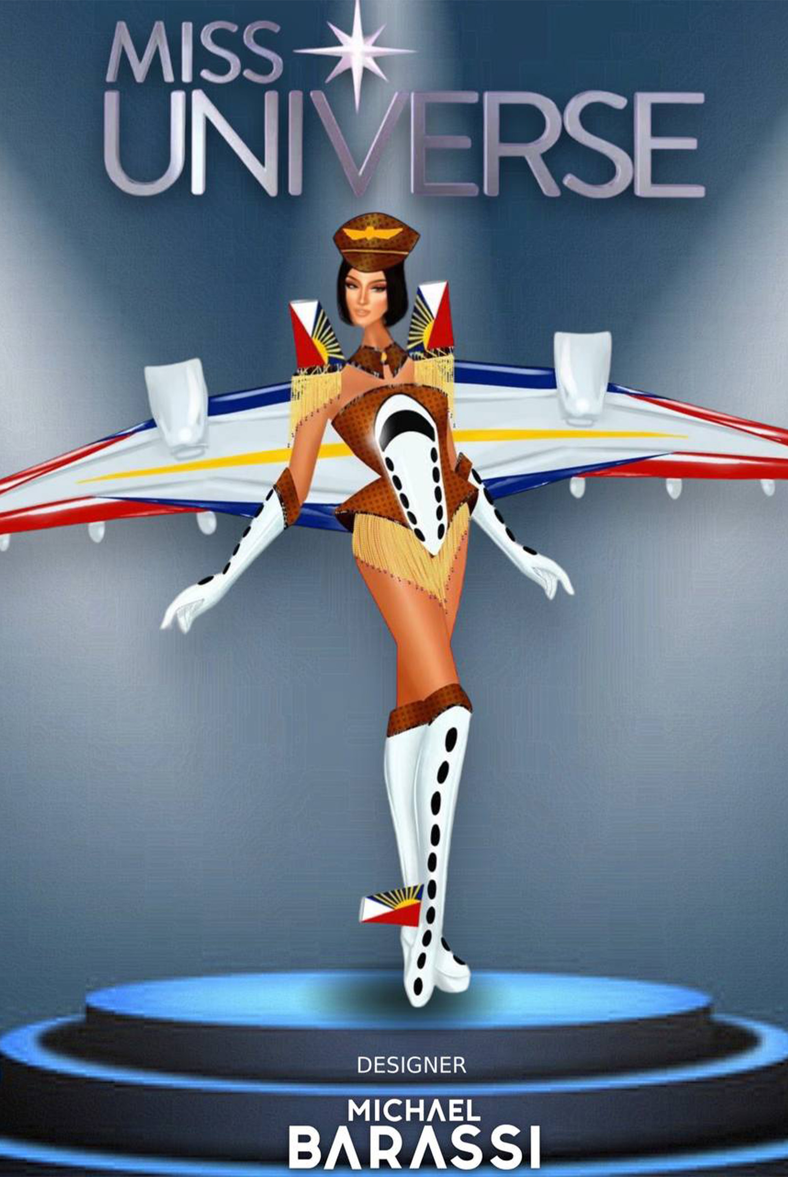 Behind Michelle Dee's Miss Universe National Costume