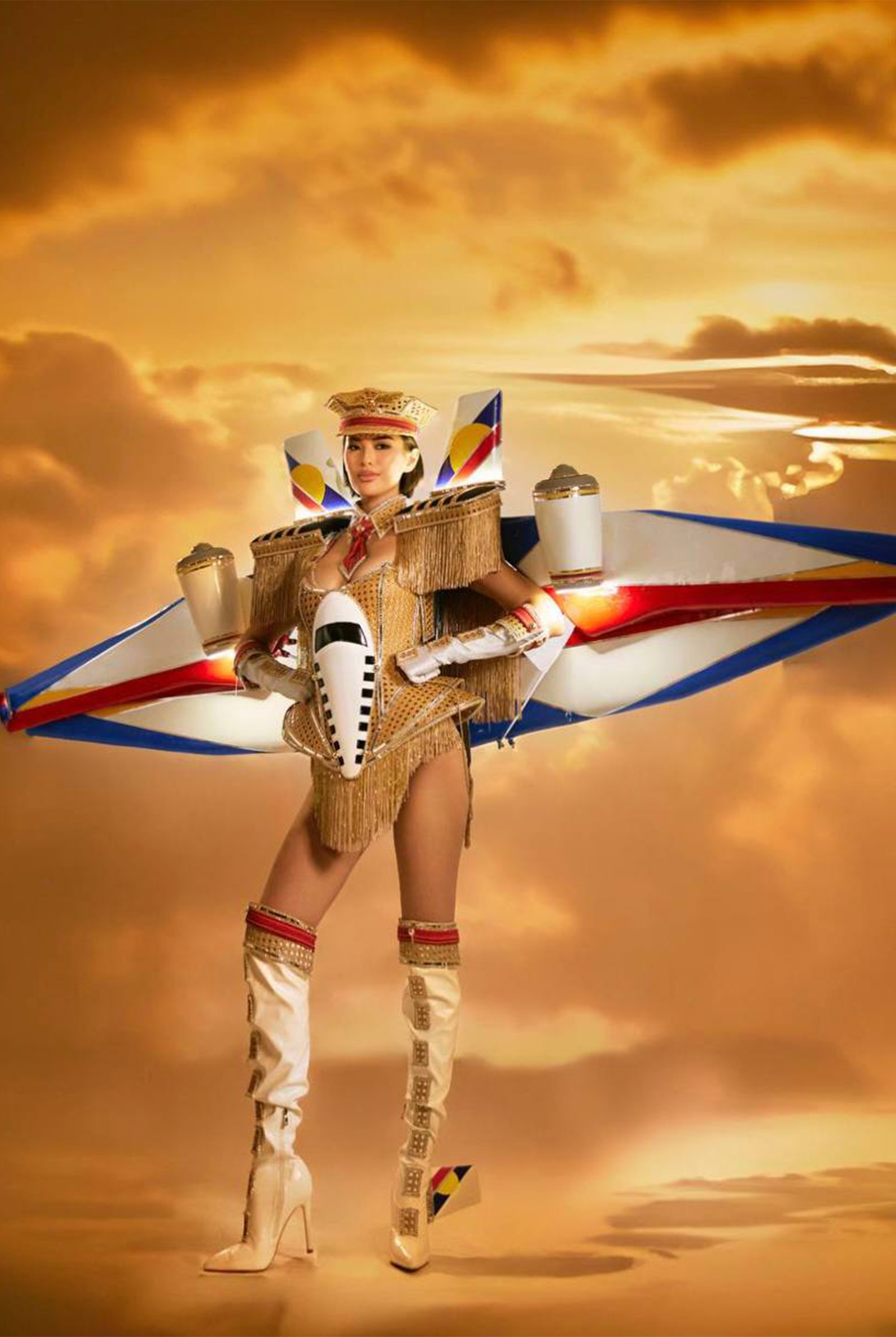 Behind Michelle Dee's Miss Universe National Costume