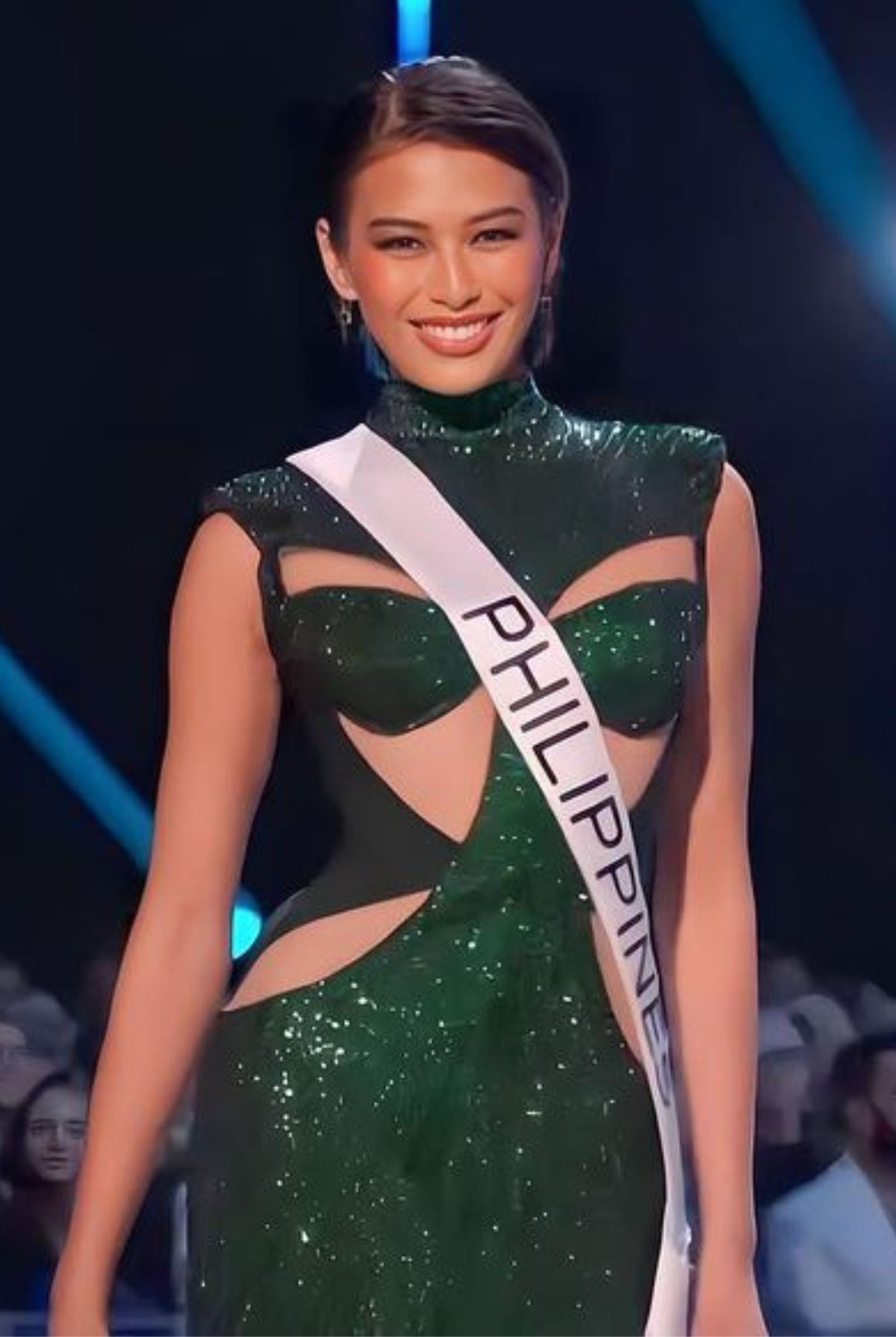 Michelle Dee emerald evening gown