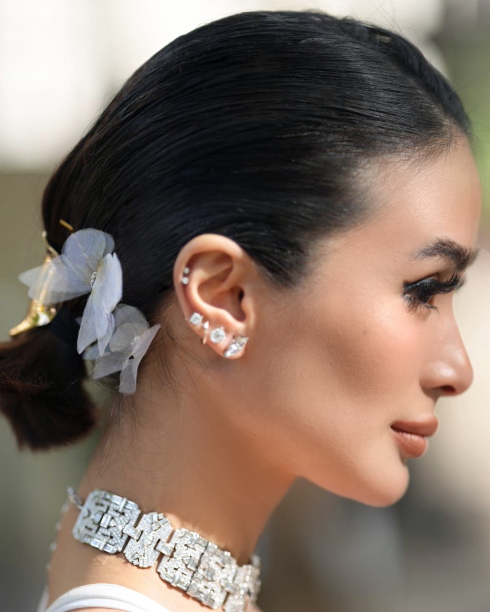 Heart Evangelista with Jennifer Behr bobby pins in Paris