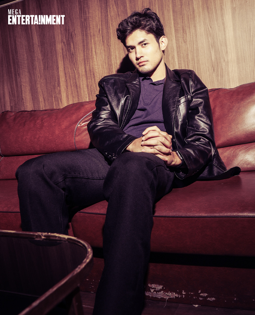 Grae Fernandez rocks a leather outfit with a carefree edge