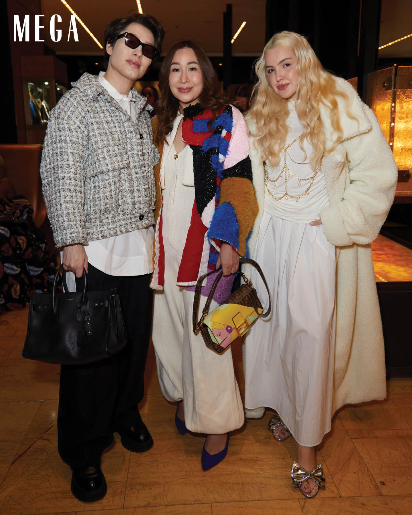 MEGA Beauty Director Agoo Azcuna-Bengzon at the Dominick Hotel with Brazilian influencers Jardel Edebran and Alana Marins