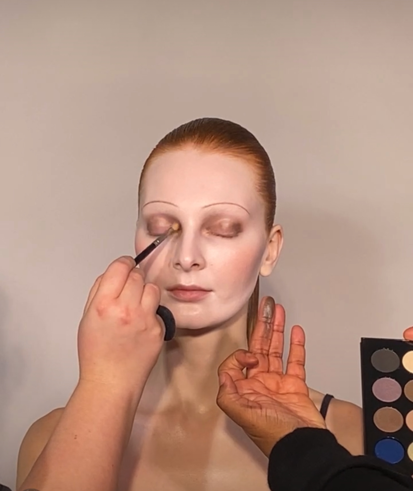 Team Pat McGrath demonstrating the Mothership I: Subliminal Eyeshadow Palette on Dasha