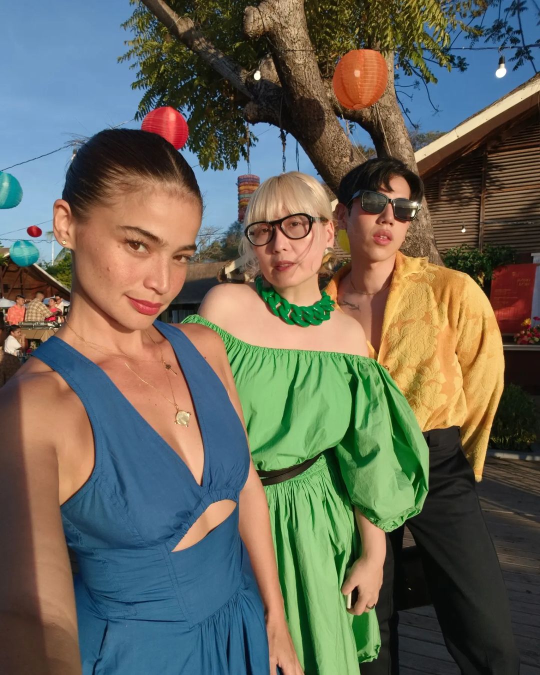 Laureen Uy Miggy Cruz weddings guests Palawan destination fashion style maximalist colors prints beach wedding Anne Curtis BJ Pascual