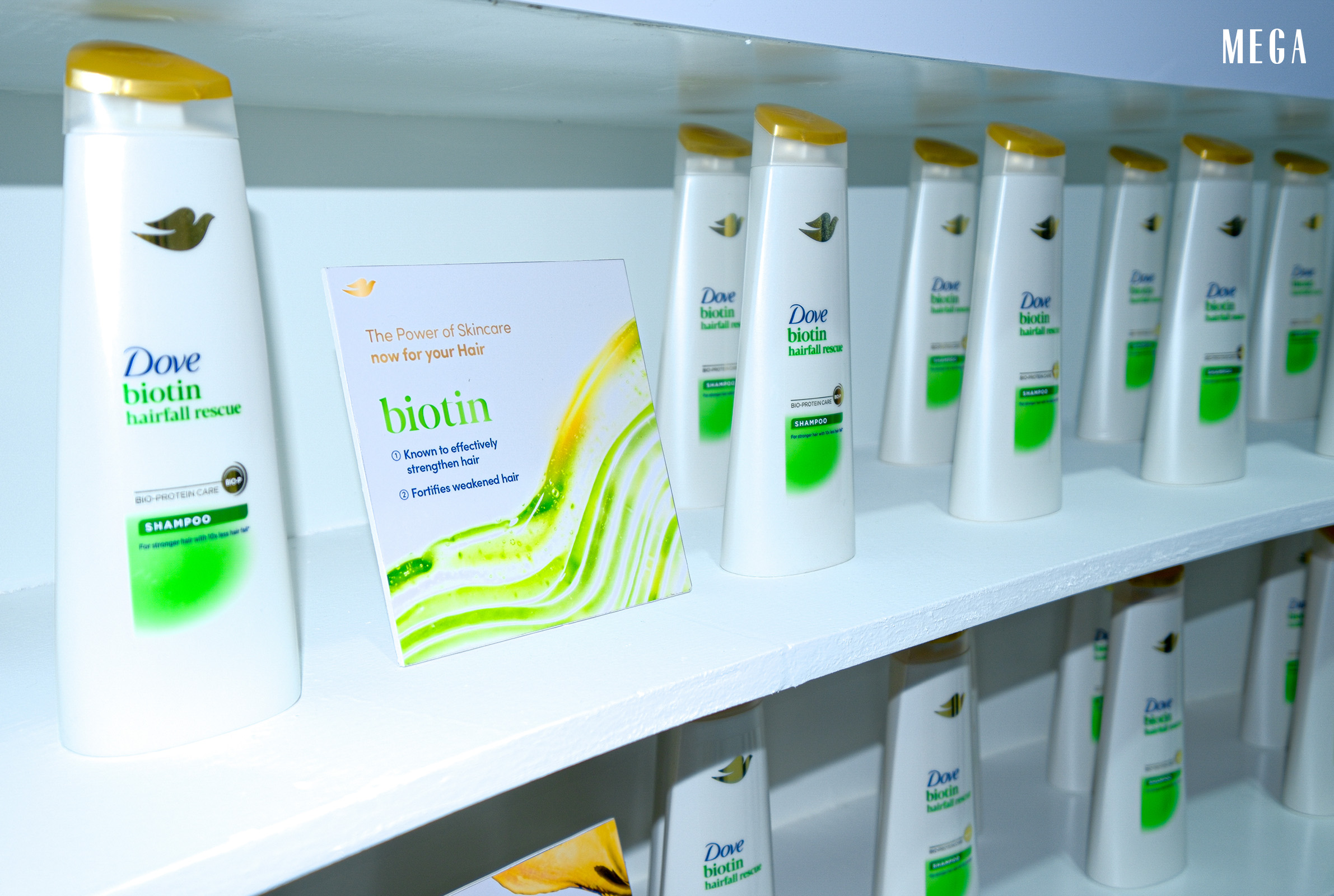 Dove's Biotin Hair Fall Rescue Shampoo and Conditioner.