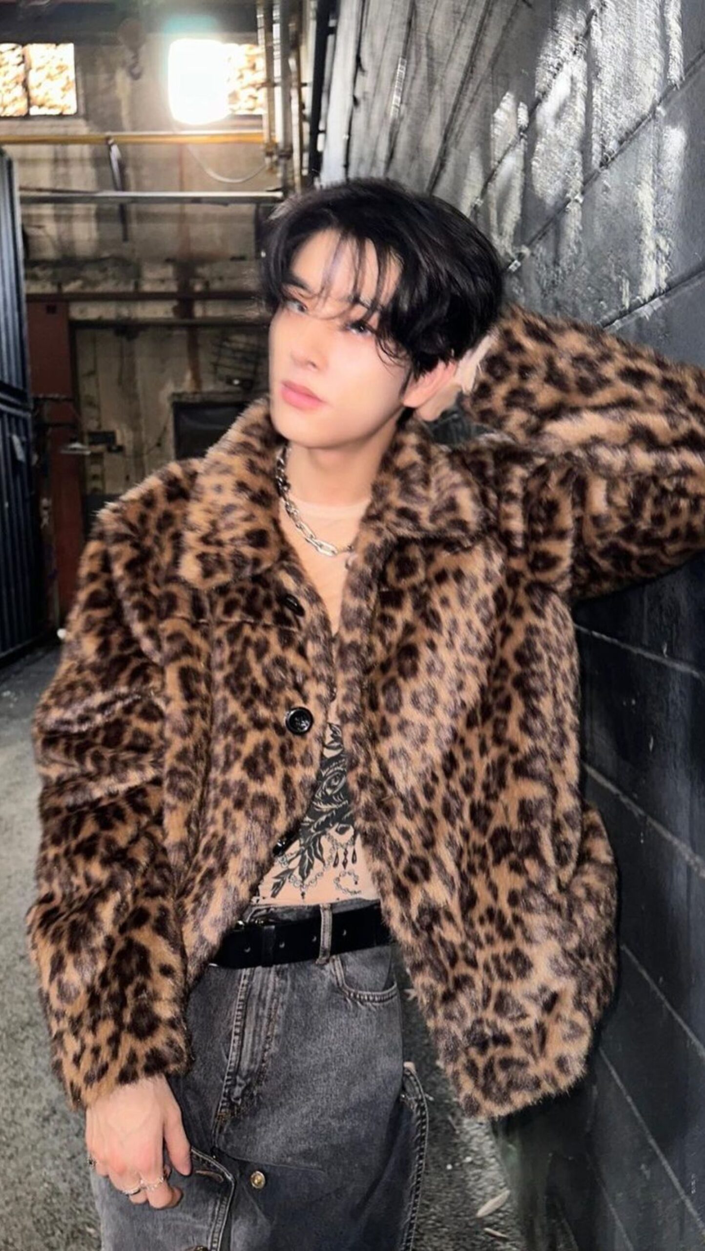 Jake layering animal print street enhypen