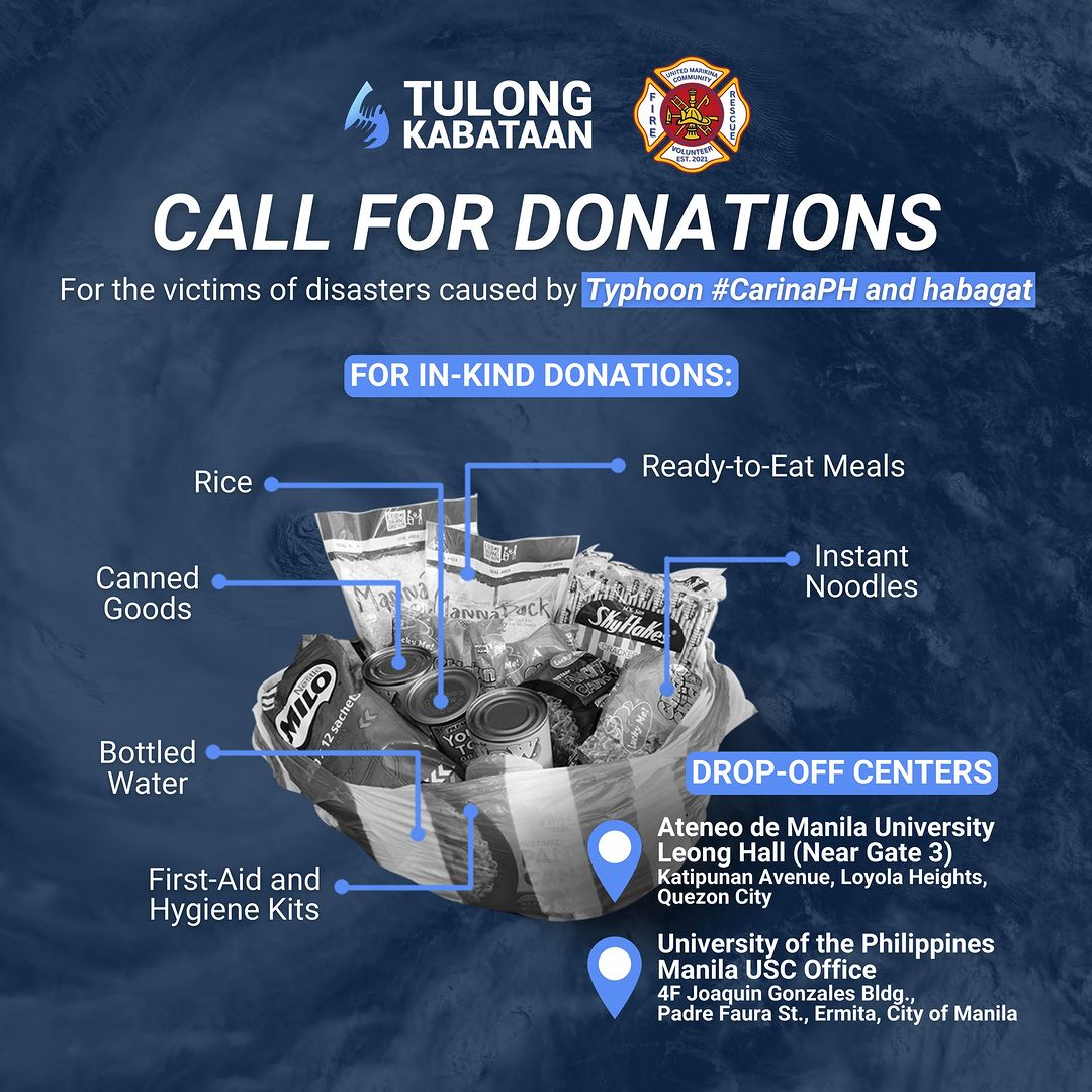 Tulong Kabataan Typhoon Carina Donations