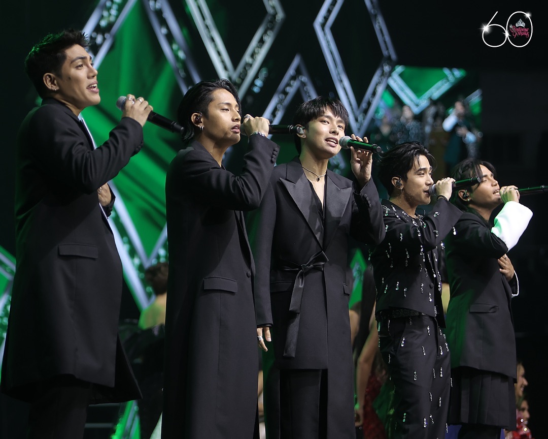 SB19 at 60th Binibining Pilipinas coronation night outfits Francis Libiran Pablo, Stell, Josh, Justin, and Felip