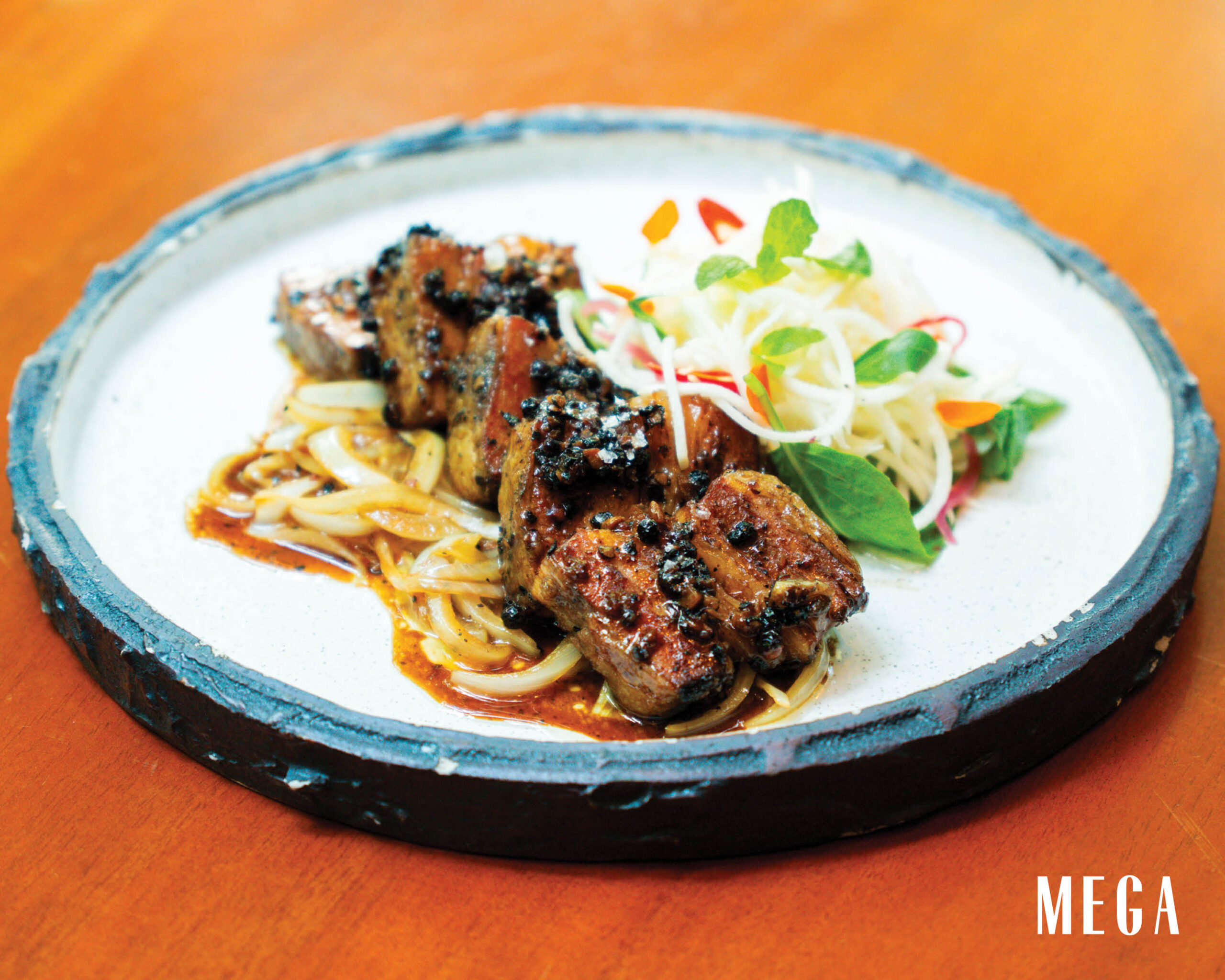 Beef belly with black forest pepper, mint, and jicama at Papillon in Poblacion, Salcedo Village Makati