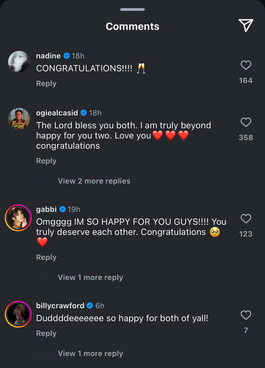 leila and curtismith engagement comments ogie alcasid nadine billy crawford