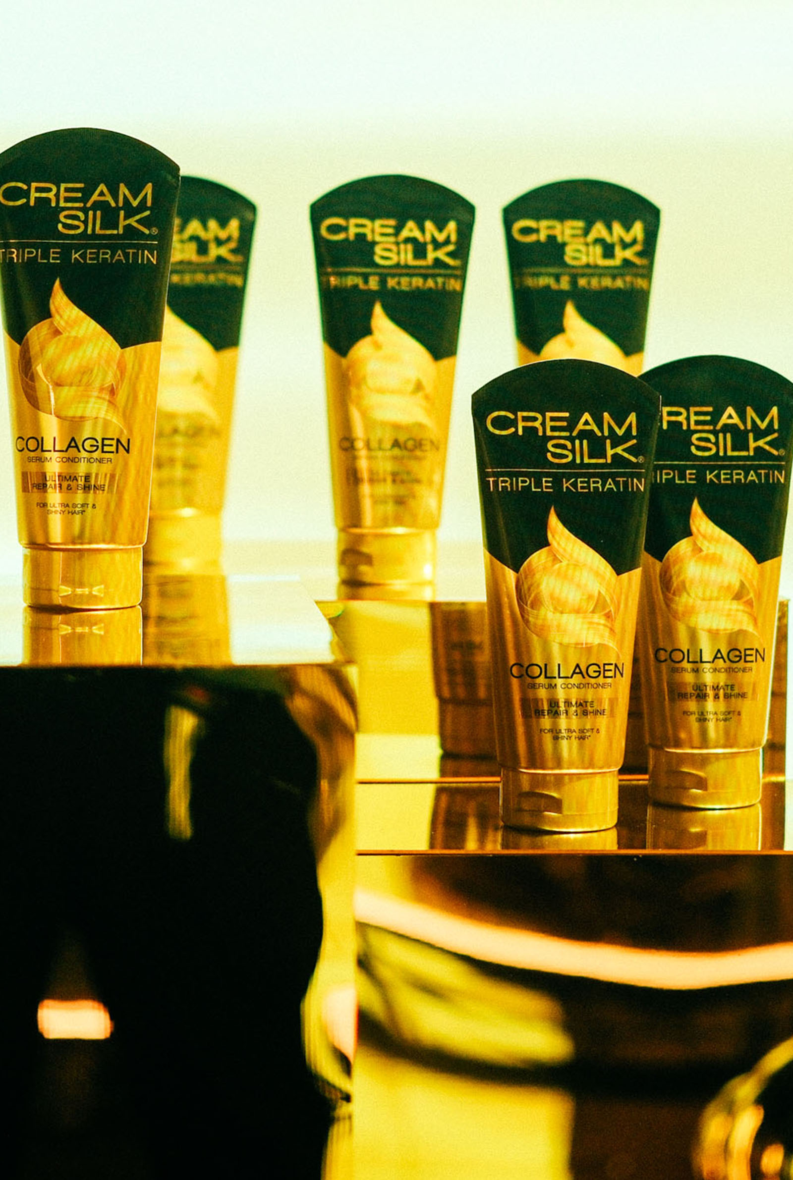 The Cream Silk Triple Keratin Conditioner line with collagen