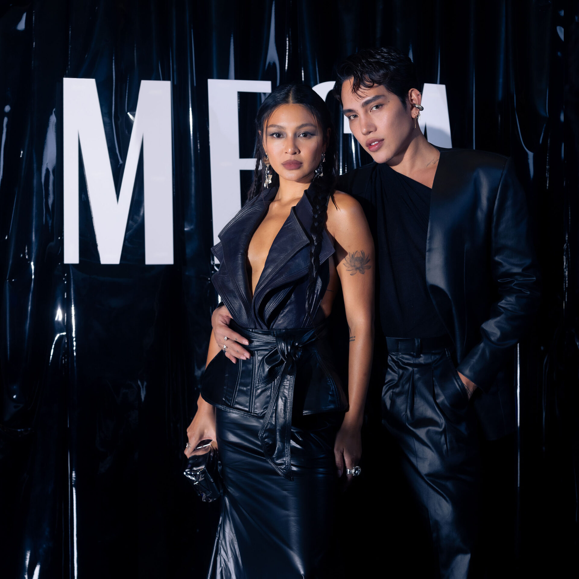 Nadine Lustre and Jelly Eugenio against MEGA backdrop