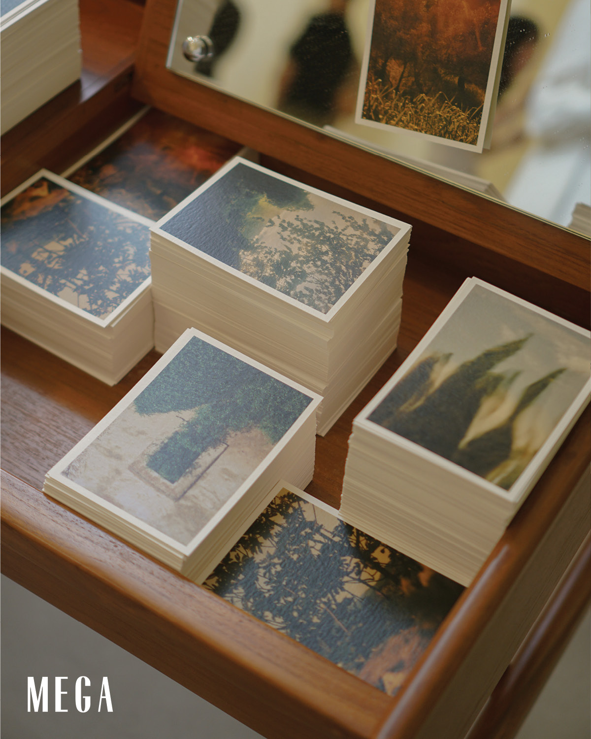 Displays of postcards served as an invitation for guests to have a moment of radiant reminiscence