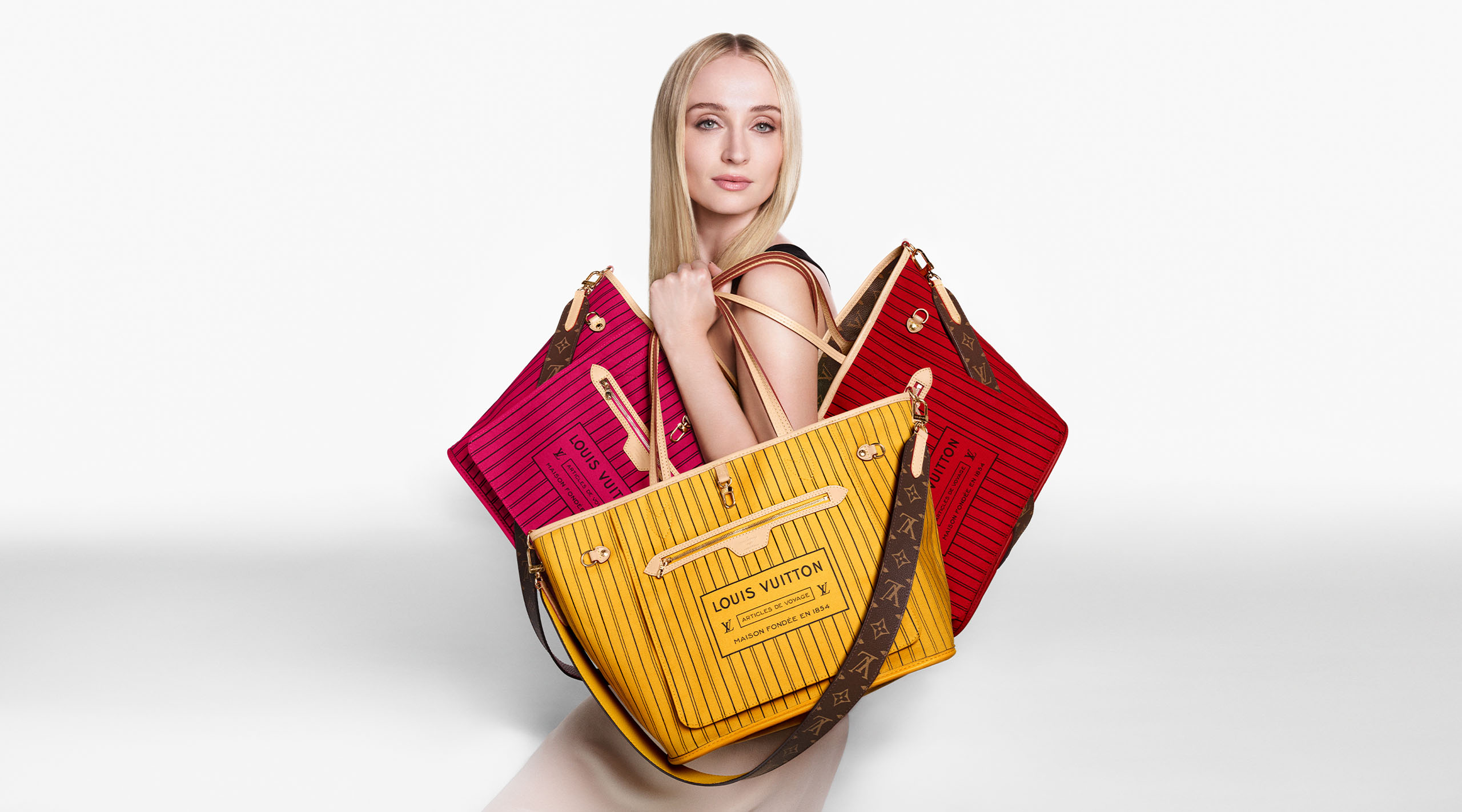 Louis Vuitton Neverfull Inside Out on Sophie Turner