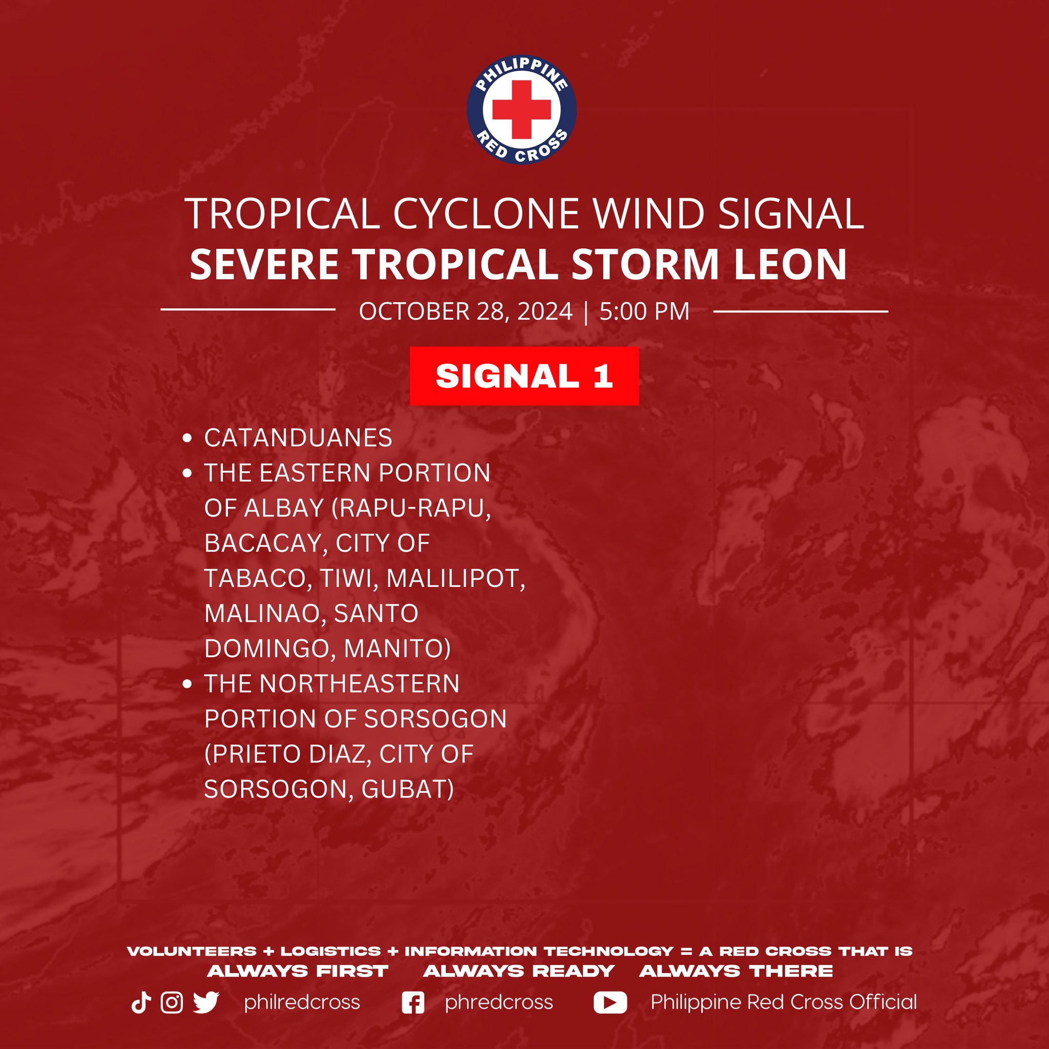 The areas under Signal 1 during Tropical Storm Leon
