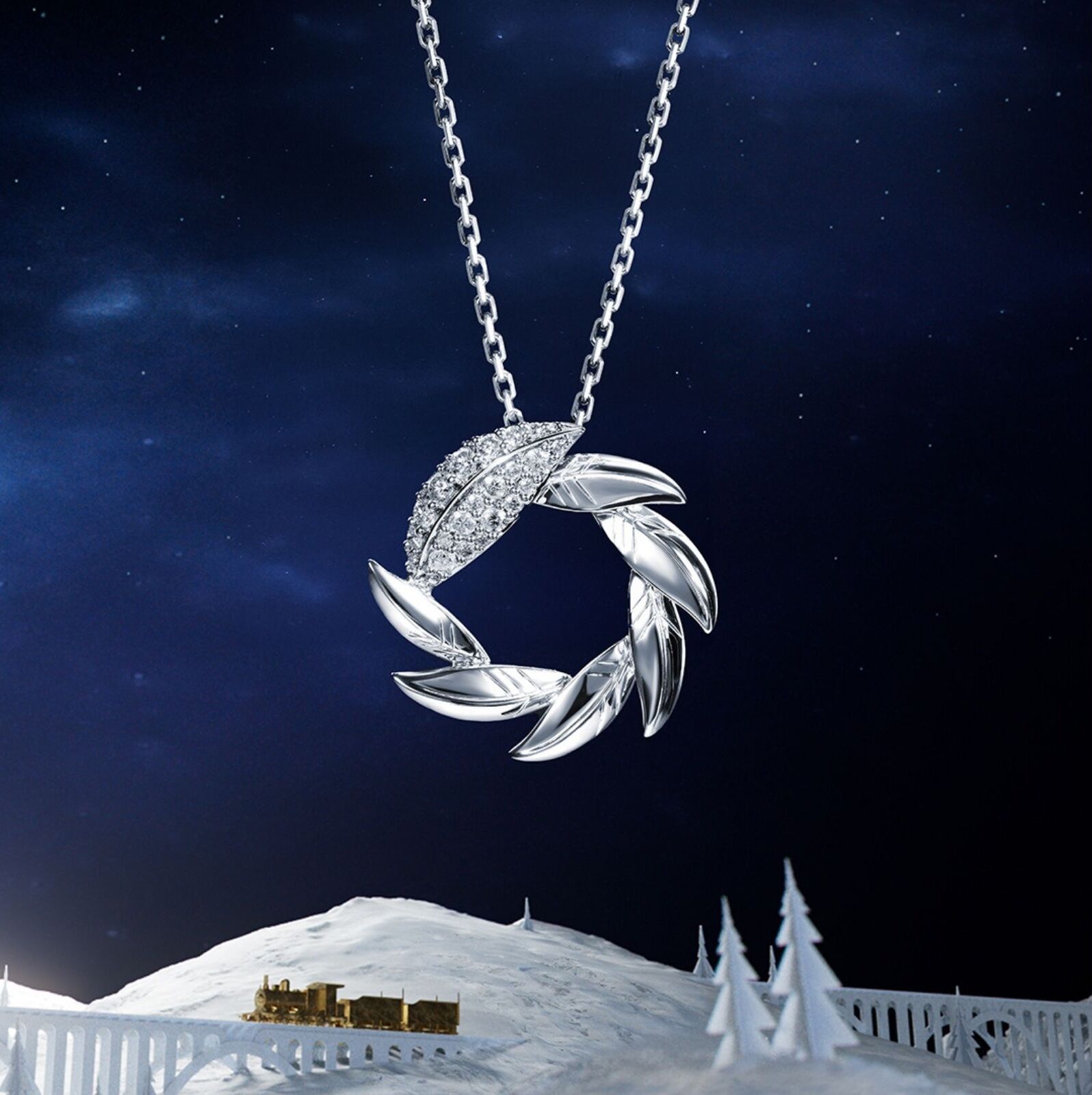 Chow Tai Fook Bond Collection white gold diamond necklace