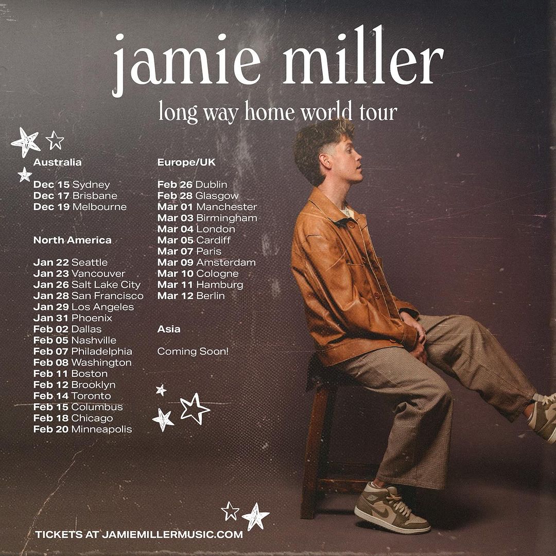 Jamie Miller Long Way Home world tour
