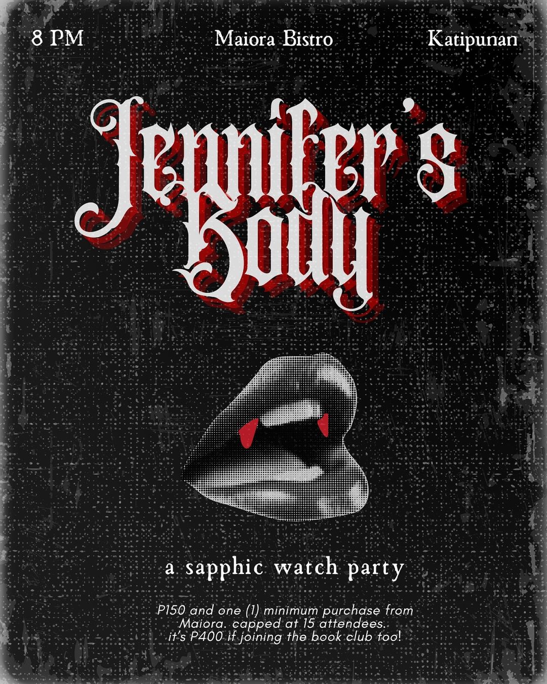After the Sapphic Book Club, they followed it up with a Sapphic Watch Party of Jennifer's Body Sunny Side Club queer events