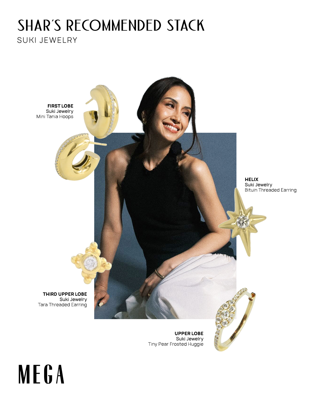 Shar Cabrera of Suki Jewelry earring stack Filipino brand