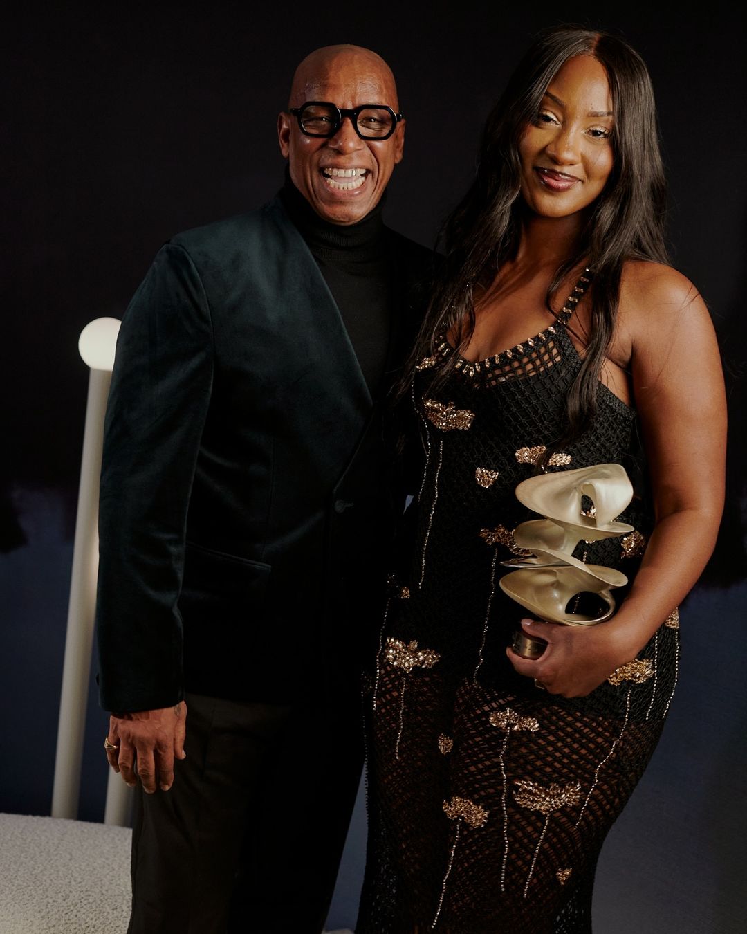 Grace Wales Bonner representative with presenter TEMS