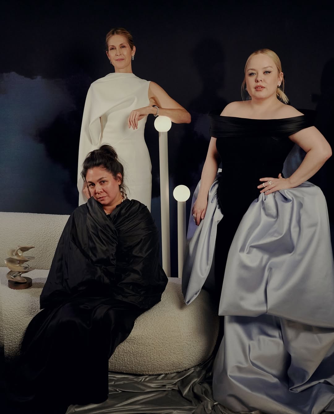 Simone Rocha with presenters Kelly Rutherford and Nicola Coughlan The Winners of the British Fashion Awards 2024