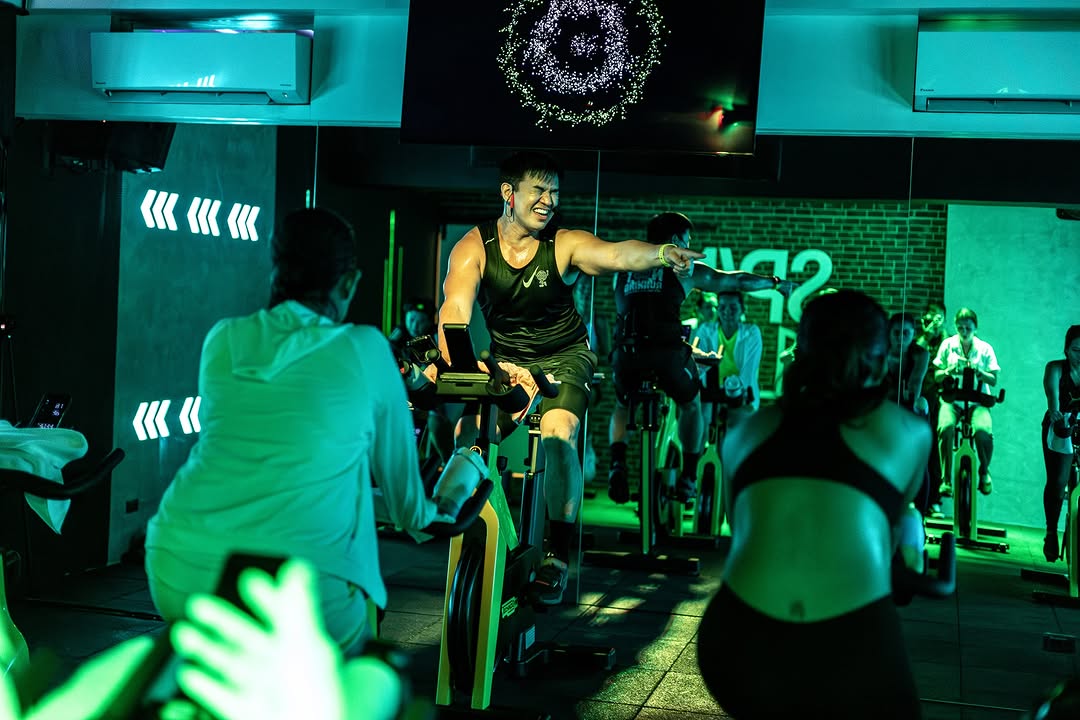 Enjoy indoor cycling with matching music to accompany your high-energy pedaling
