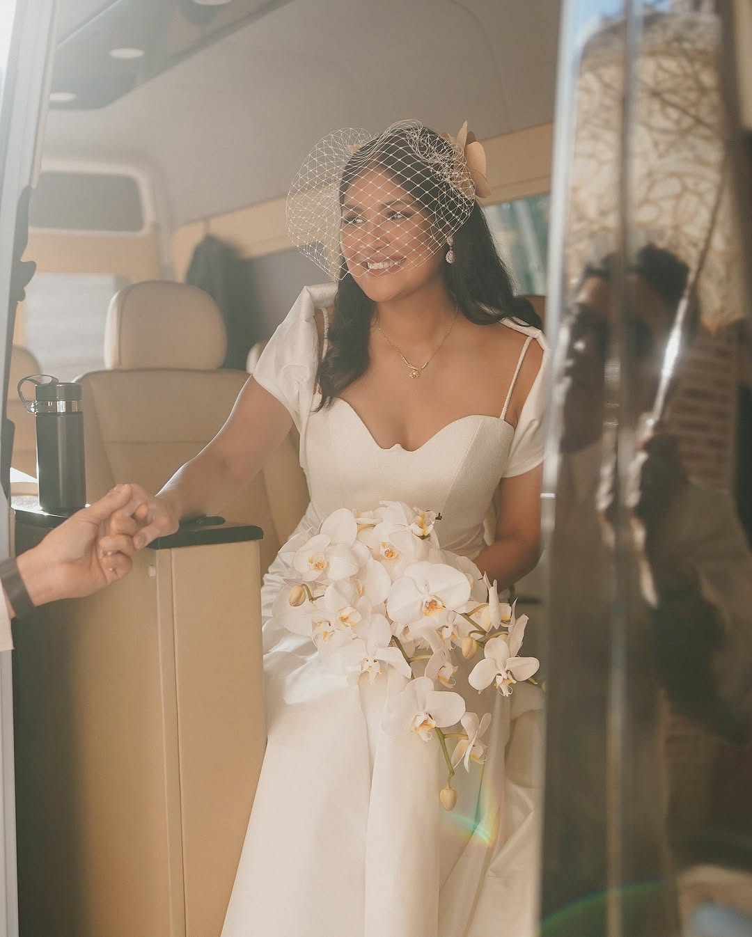 The Birdcage Sofia Crown is composed of hand cut and assembled orchids and leaves crafted from handwoven T'nalak from the T'boli people of South Cotabato