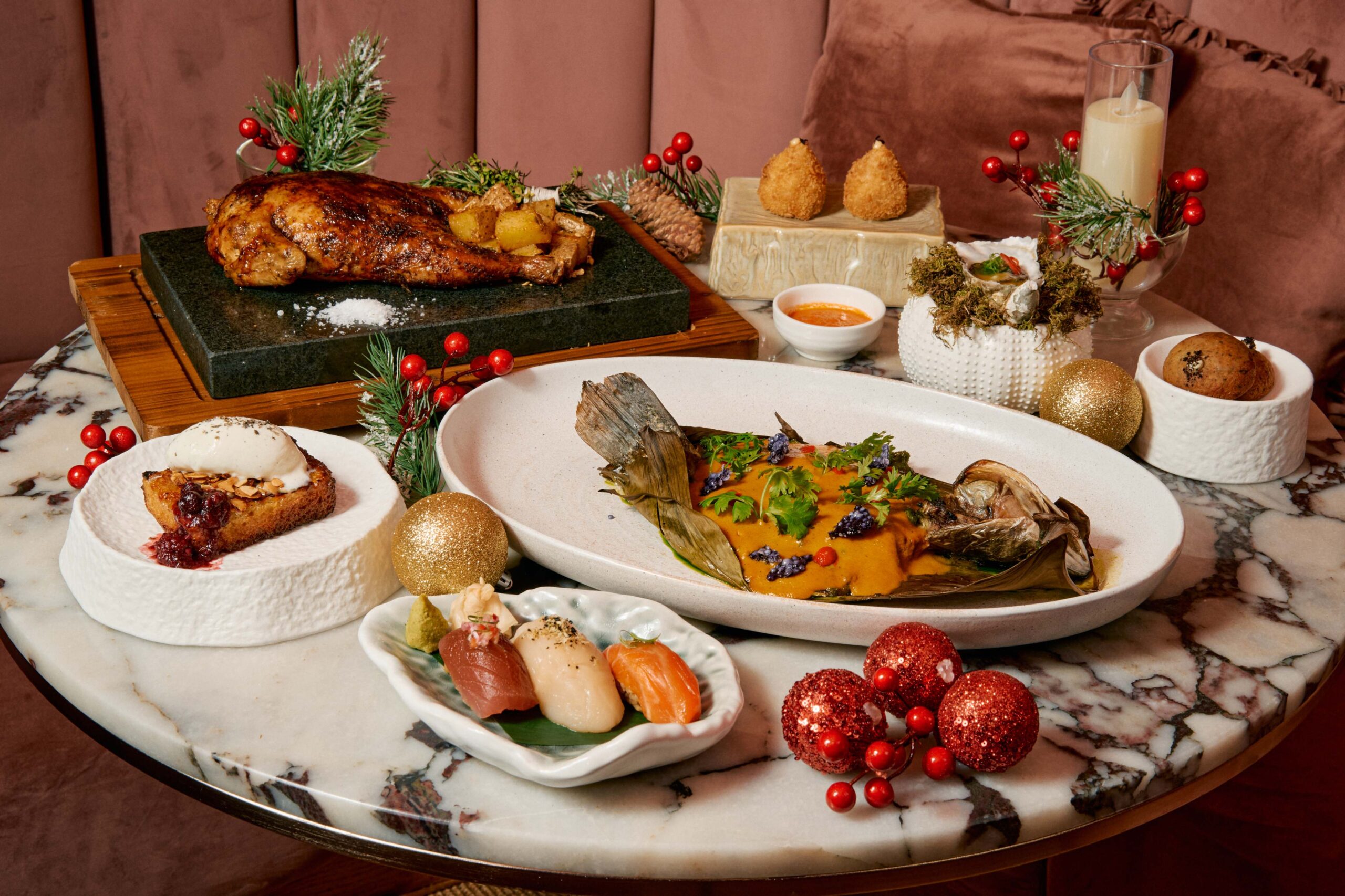 Uma Nota's array of dishes that gives you a taste of Brazilian and Japanese cuisine this Christmas  Christmas holiday dine dinner lunch brunch restaurant festive food 