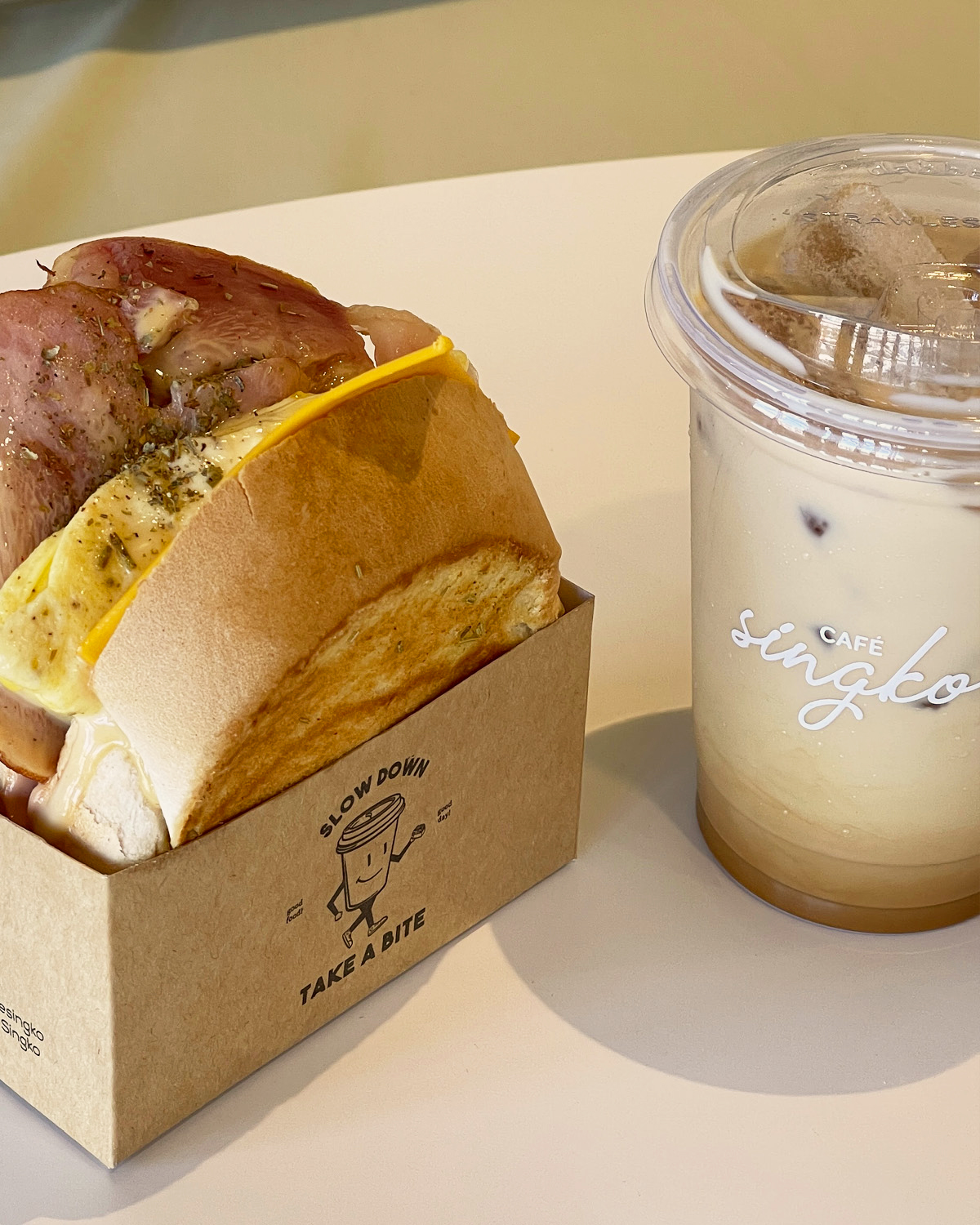 Their best-selling Egg Drop Sandwich paired with your favorite coffee  Cafe Singko breakfast lunch cafe coffee shop drinks food friends family partner alone
