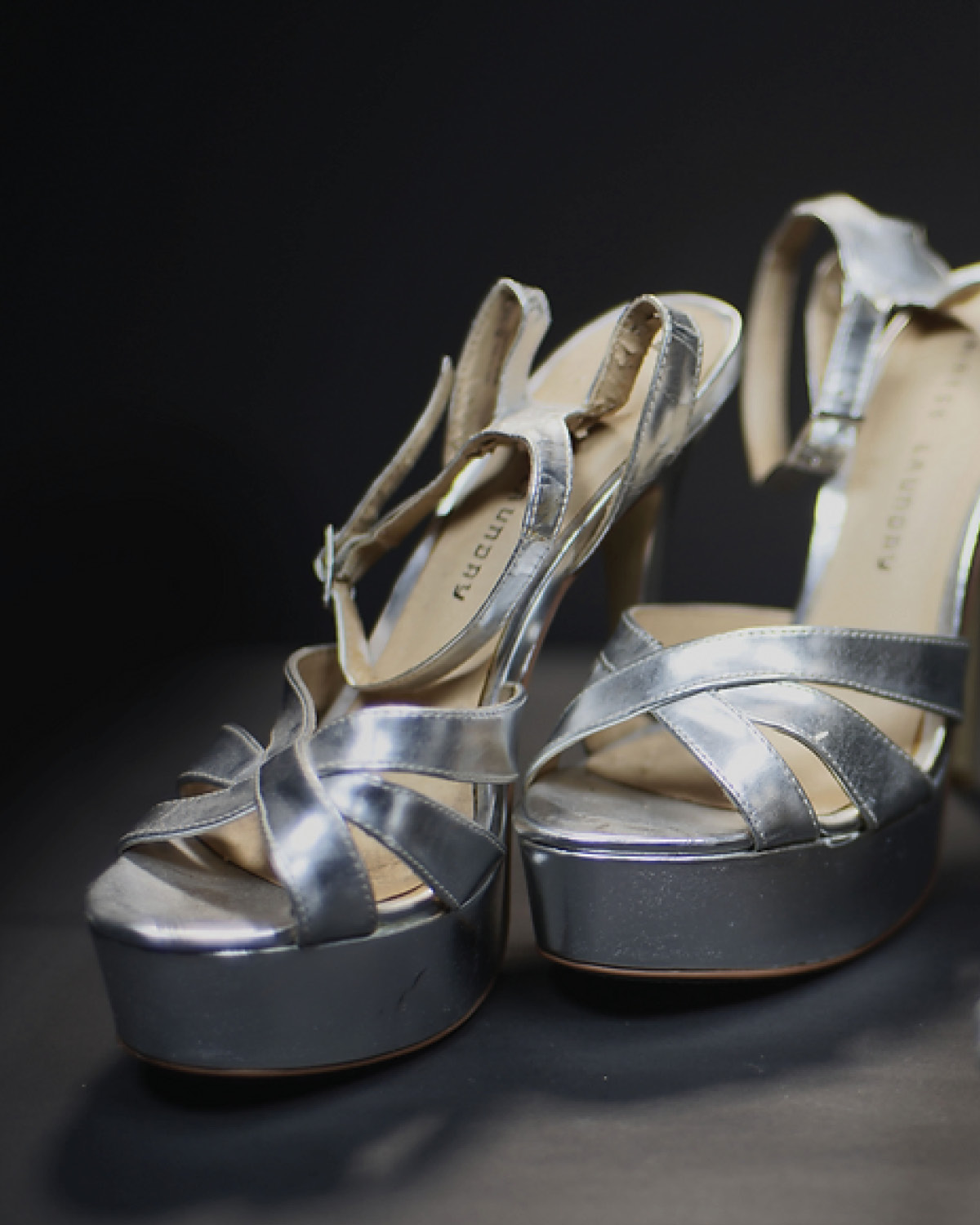 Silver Chinese Laundry Shoes, worn with the Sherri Hill dress during the opening of Miss Universe