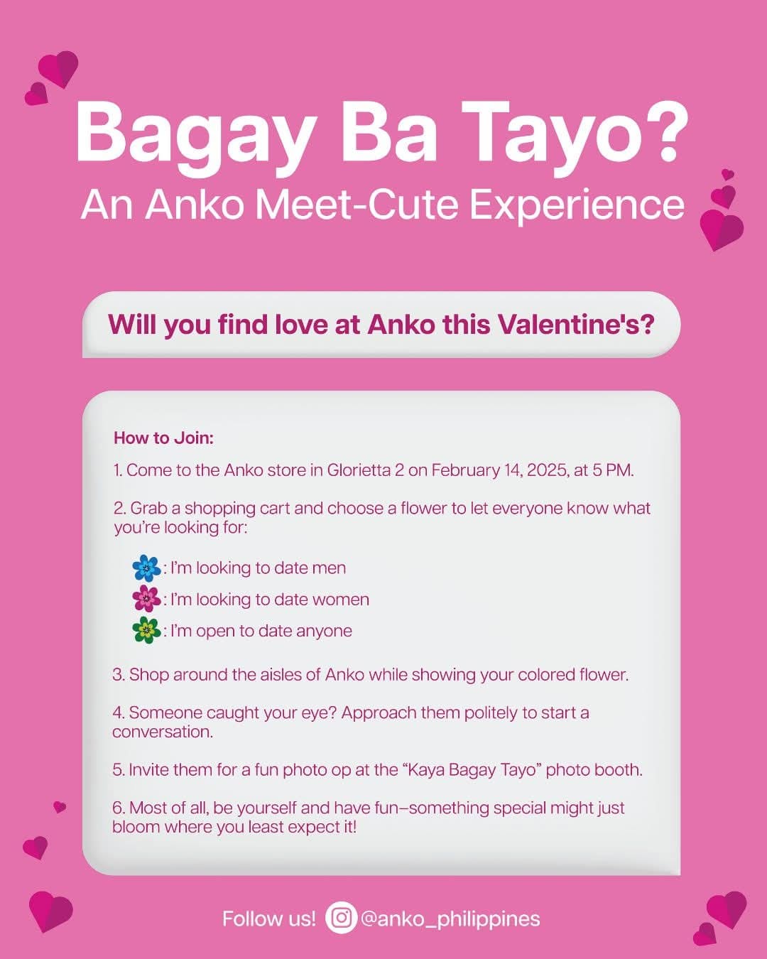You can finally experience a meet-cute while shopping at Anko in Glorietta 2 on Valentine's Day. What a cute story to tell!