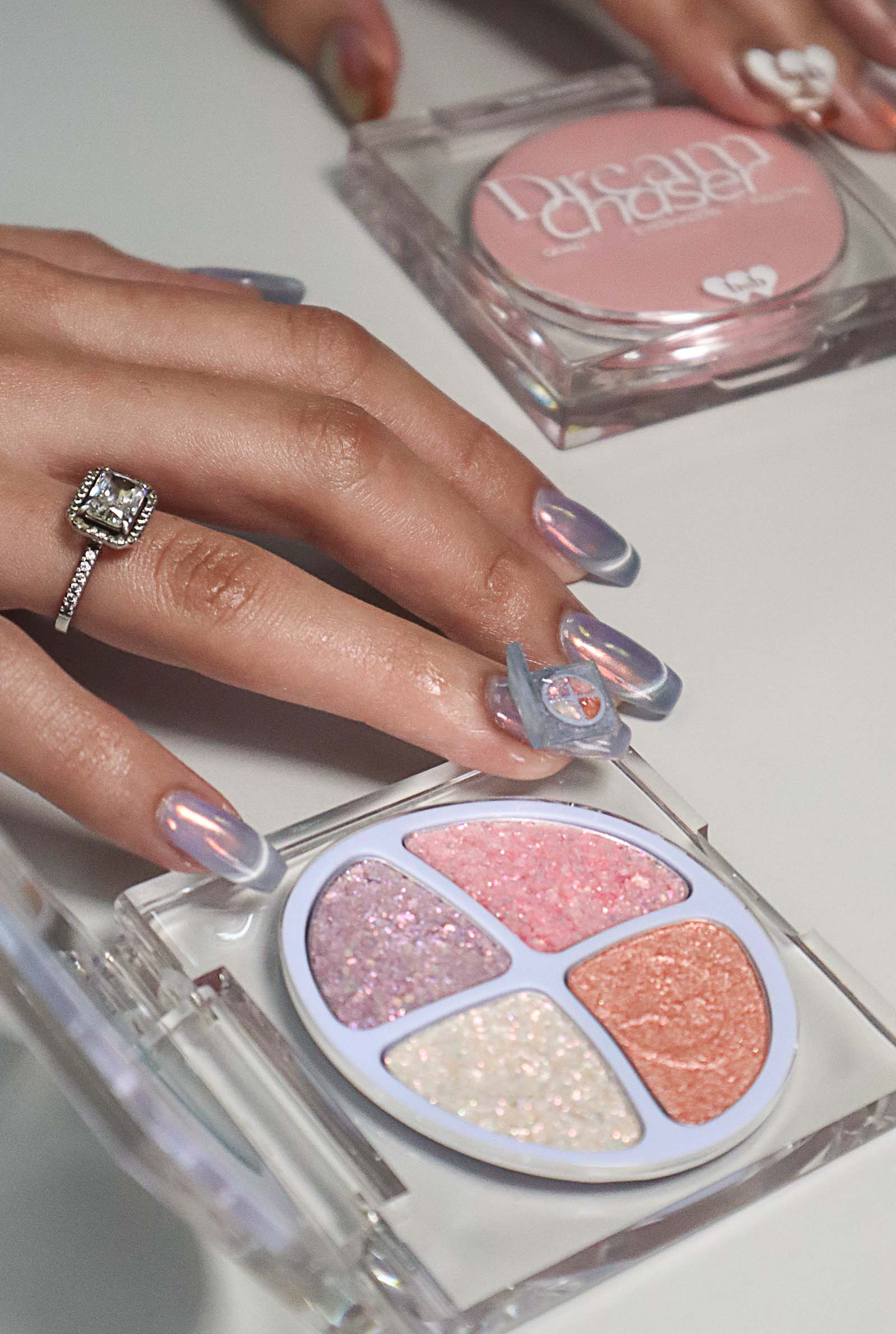 The nail designs are inspired by the new shades of the Dream Chaser Quad Shadow palette