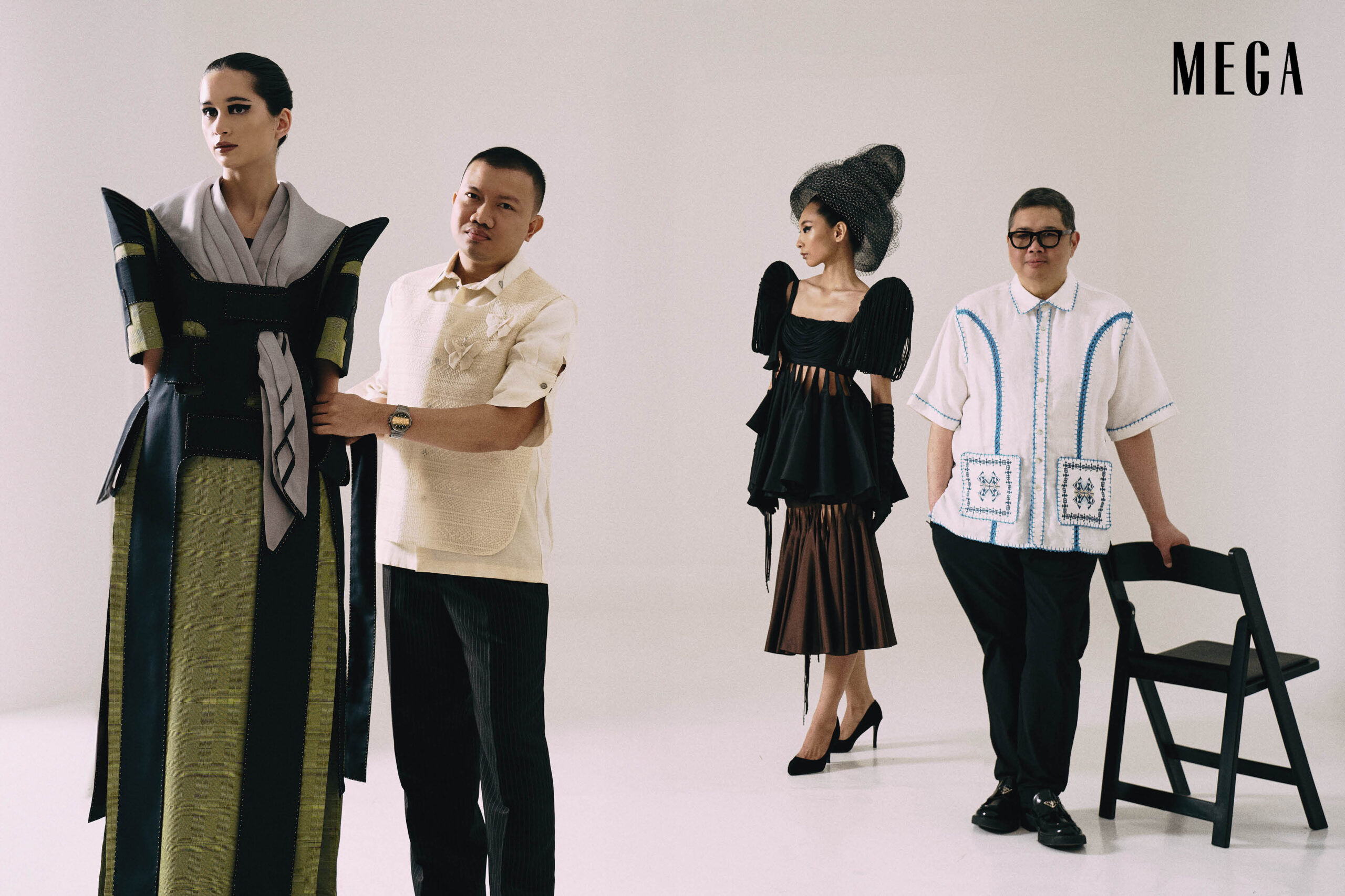 On Angelina: PEACH GARDE full look. On Leila: RHETT EALA full look.