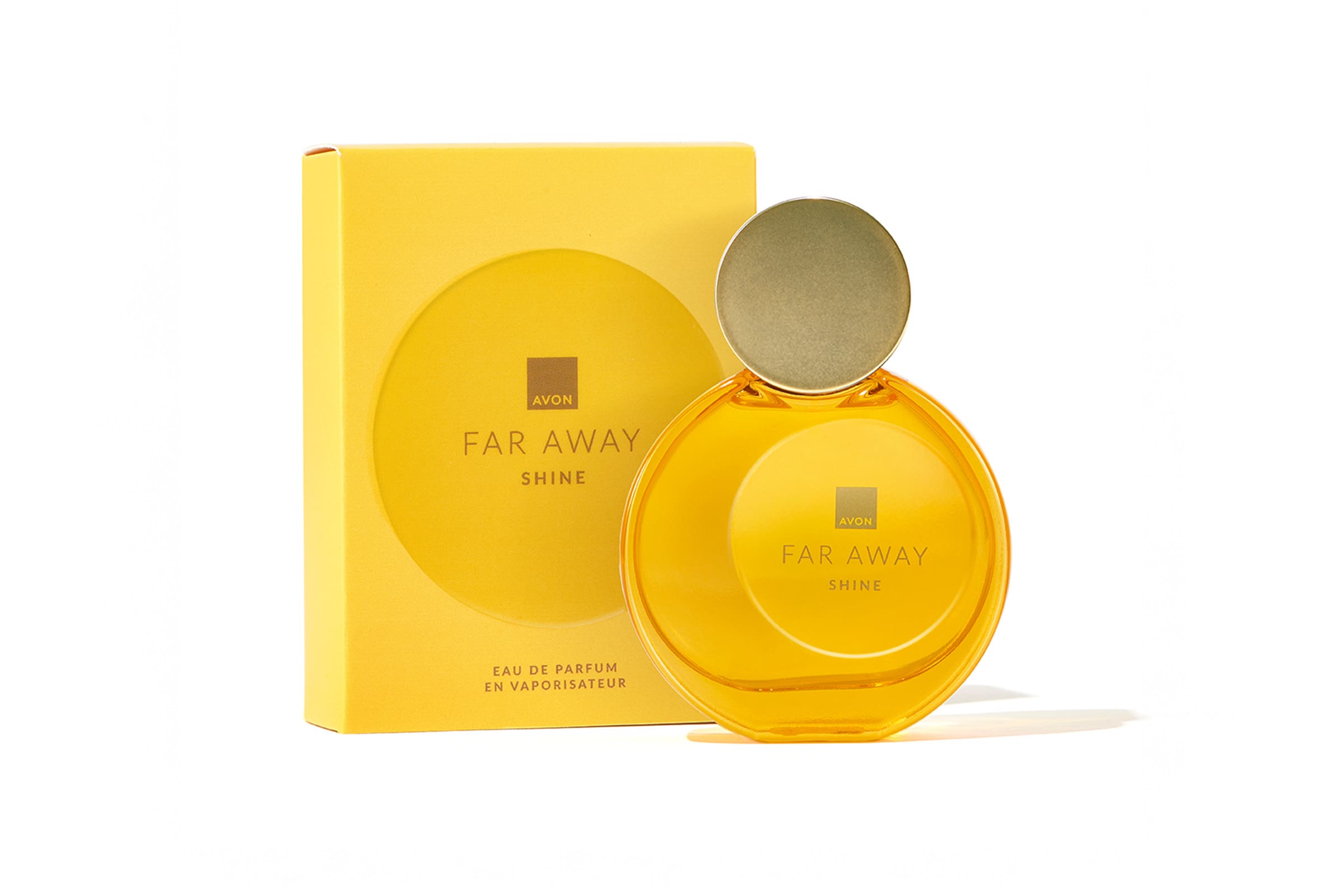 The glass case for the Far Away Shine eau de parfum