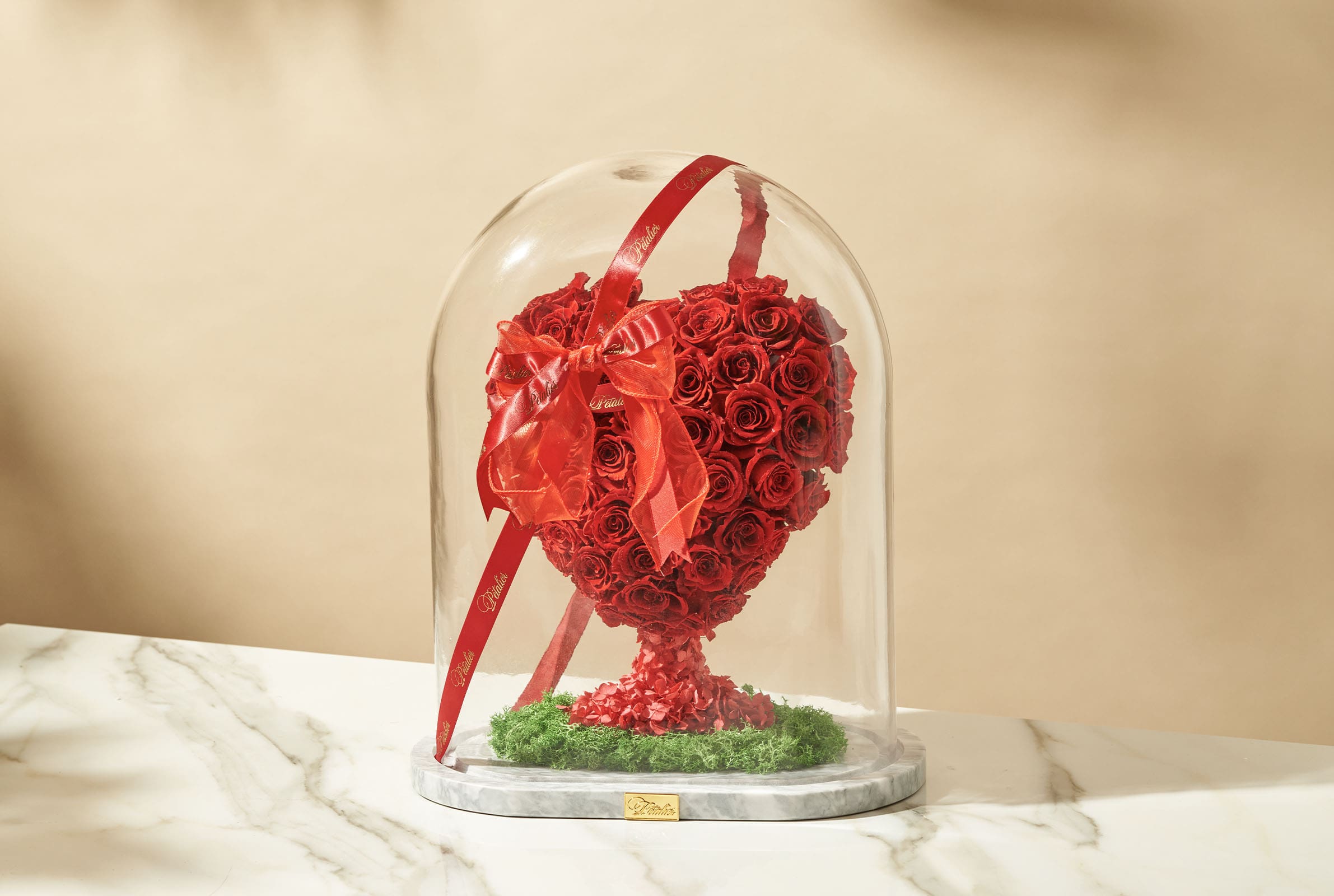 Red Roses encased in Petalier's Valentine's Eternity Arrangement